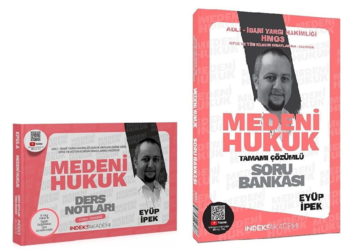 İndeks Akademi 2025 KPSS A Grubu Medeni Hukuk Video Ders Notları + Soru Bankası 2 li Set