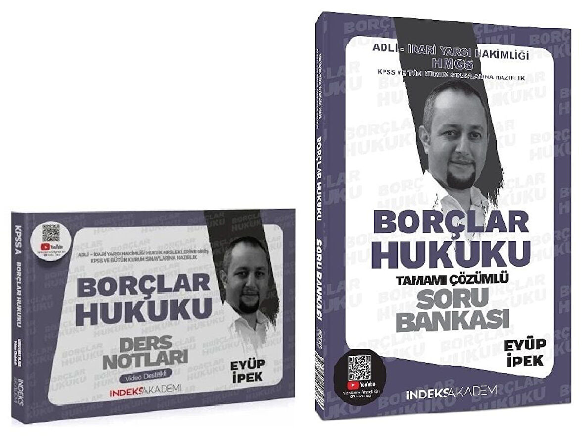 İndeks Akademi 2025 KPSS A Grubu Borçlar Hukuku Video Ders Notları + Soru Bankası 2 li Set