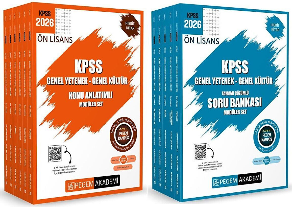 Pegem 2026 KPSS Ön Lisans Konu + Soru Bankası Modüler 2 li Set Pegem Akademi Yayınları