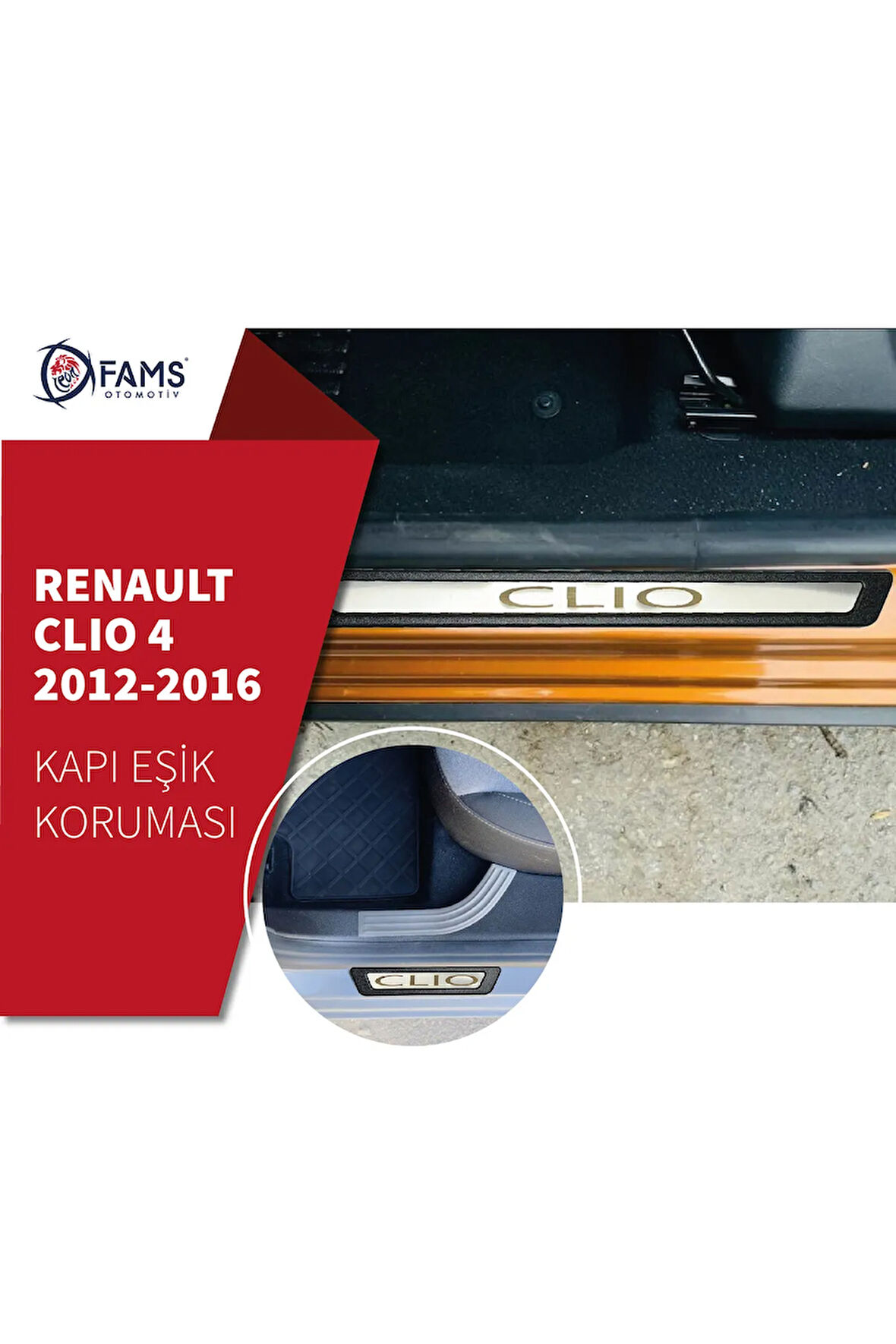Renaul.t. Clio 4 Krom Kapı Eşik Koruması 4 Parça 2012-2016