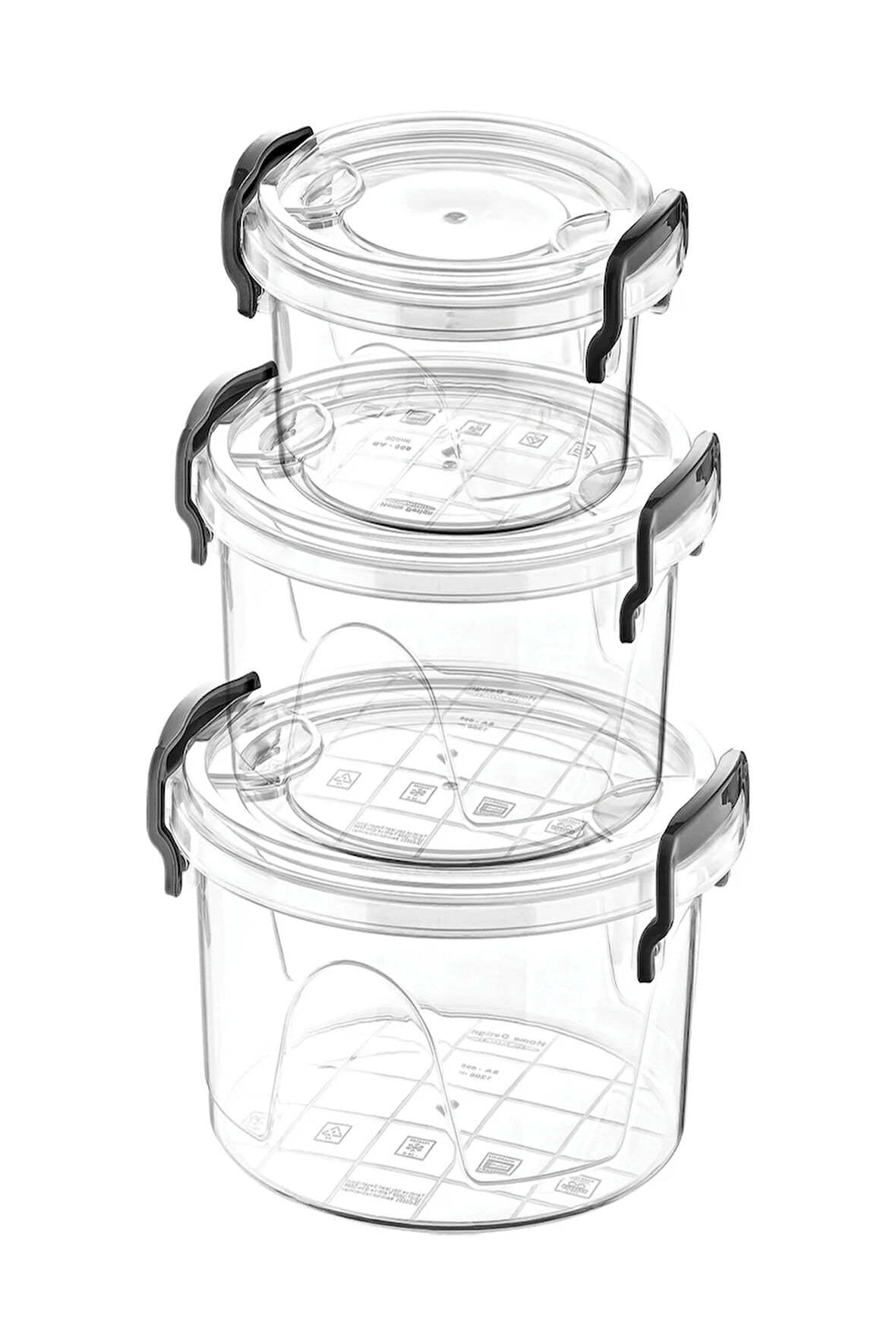 Bonny Box Saklama Kabi Yuvarlak 3 Lu Set Şeffaf