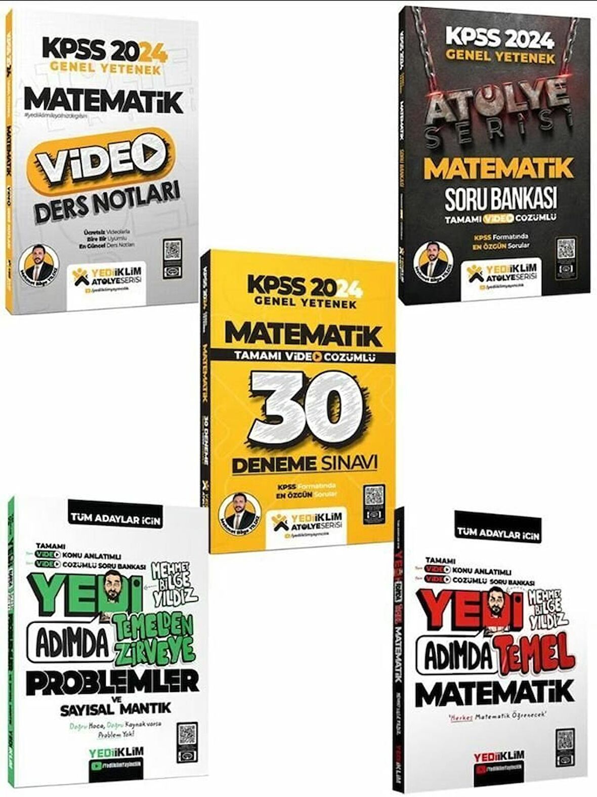 Yediiklim 2024 KPSS Matematik + Problemler Mehmet Bilge Yıldız Full 5 li Set Yediiklim Yayınları