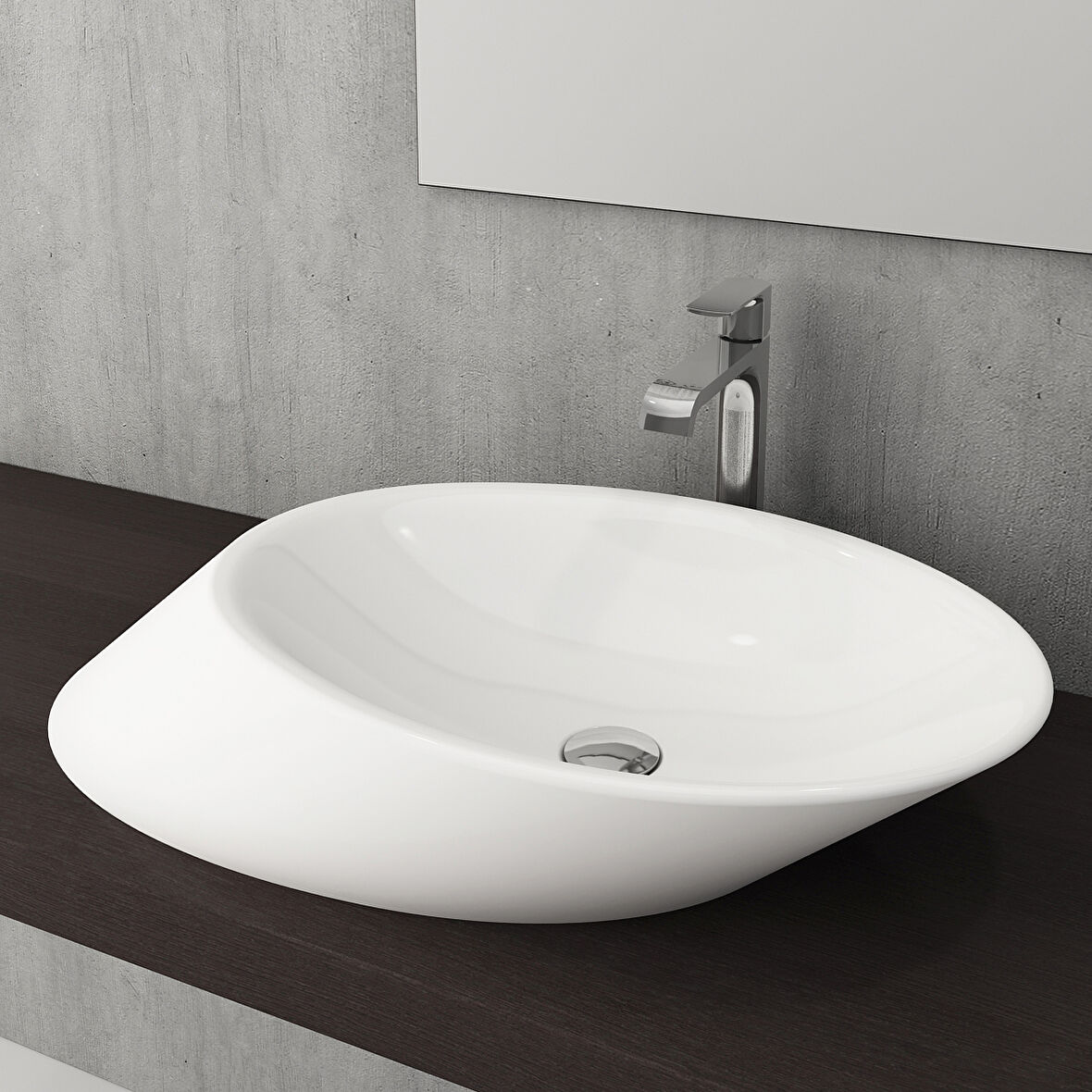 Bocchi Vessel Yatay Çanak Lavabo 72 cm Beyaz 1013-001-0125