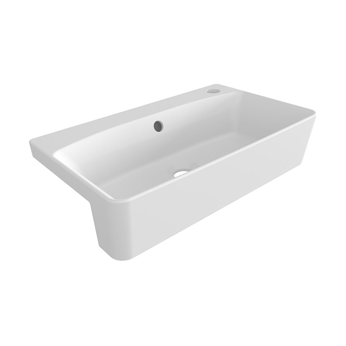 Bocchi Milano Yarım Tezgah 56X41 cm Soldan Batarya Delikli Beyaz 1527-001-0199