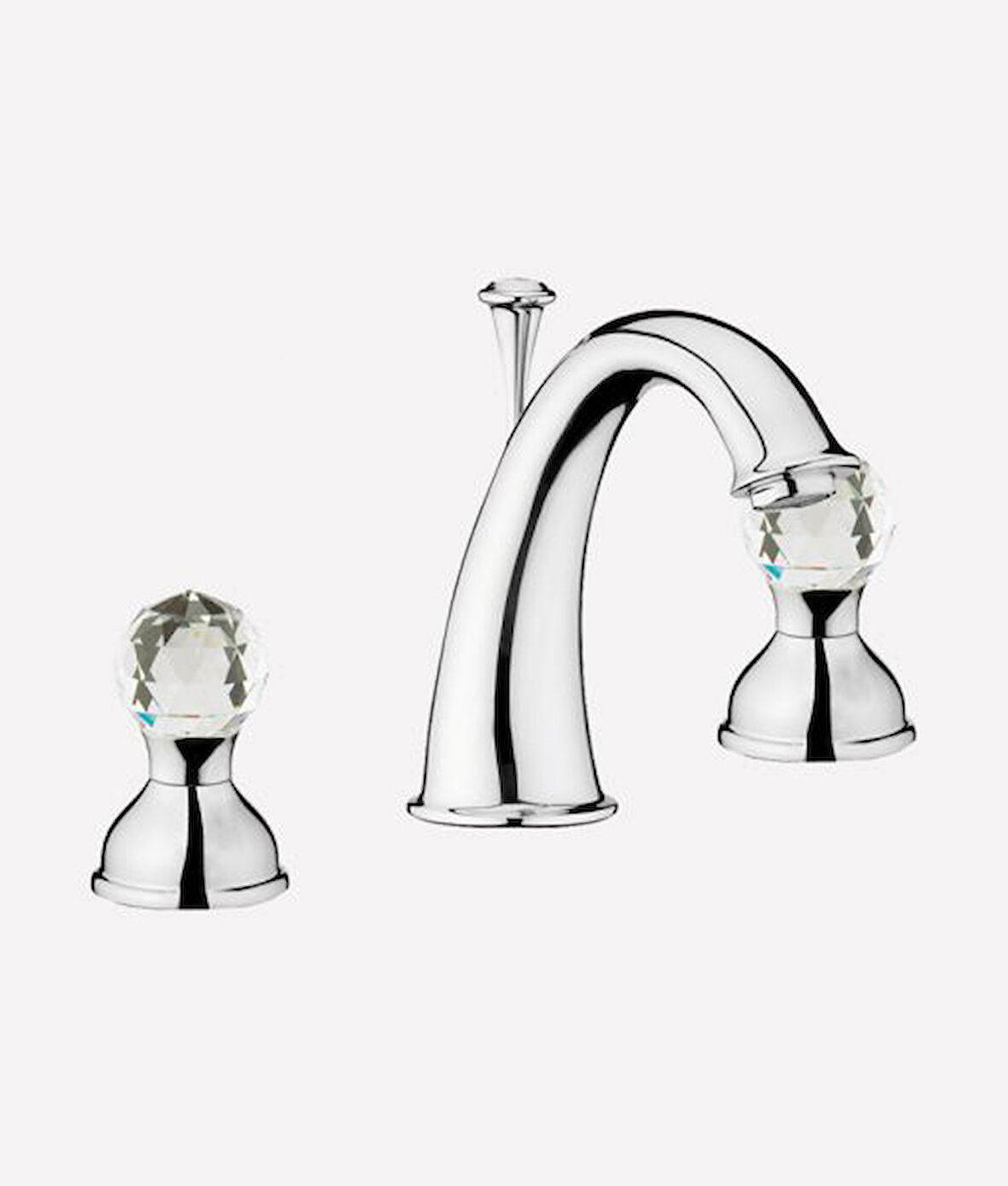 İtalyan Webert Karenina 3 Deli̇kli̇ Lavabo Bataryası Swarovsky Taşlı Krom Sifon Kumandali