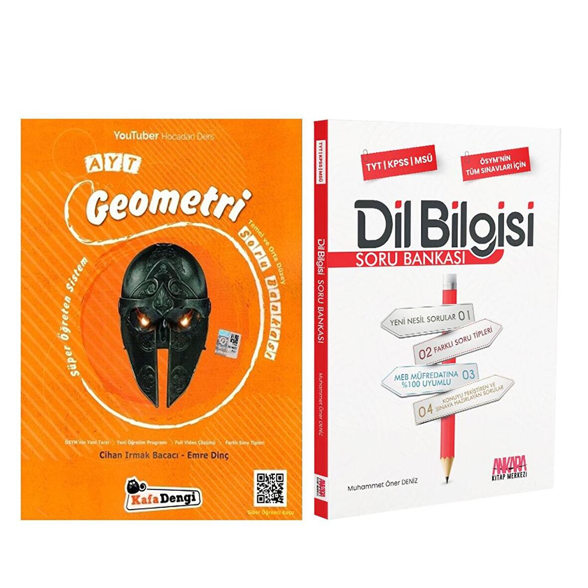 Kafa Dengi AYT Geometri Temel ve Orta Düzey ile AKM Dil Bilgisi Soru Bankası Seti 2 Kitap