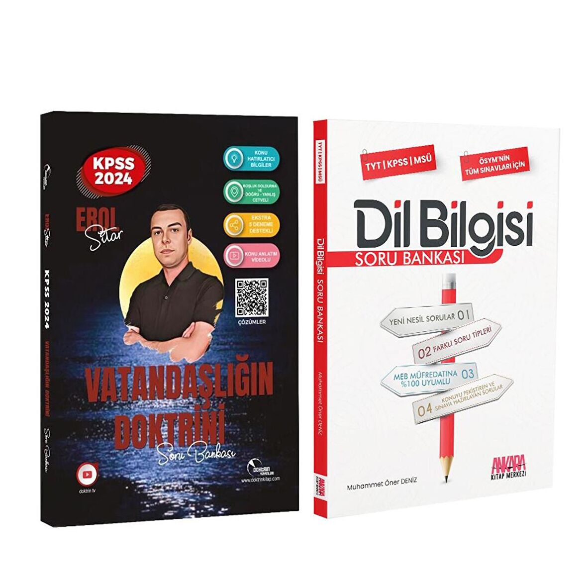Doktrin 2024 KPSS Vatandaşlık ve AKM Dil Bilgisi Soru Bankası Seti 2 Kitap