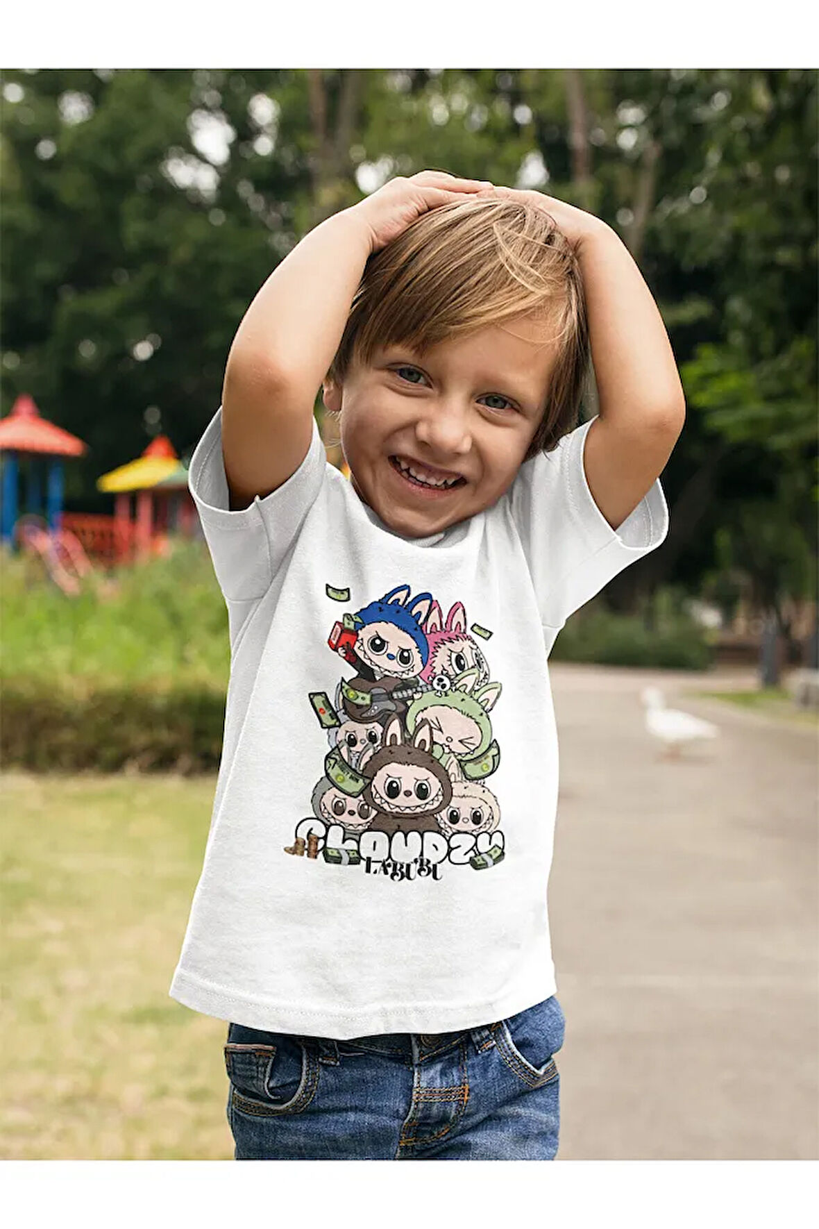 Labubu Baskılı Unisex Çizgi Film Çocuk Tişört (1-12 Yaş)