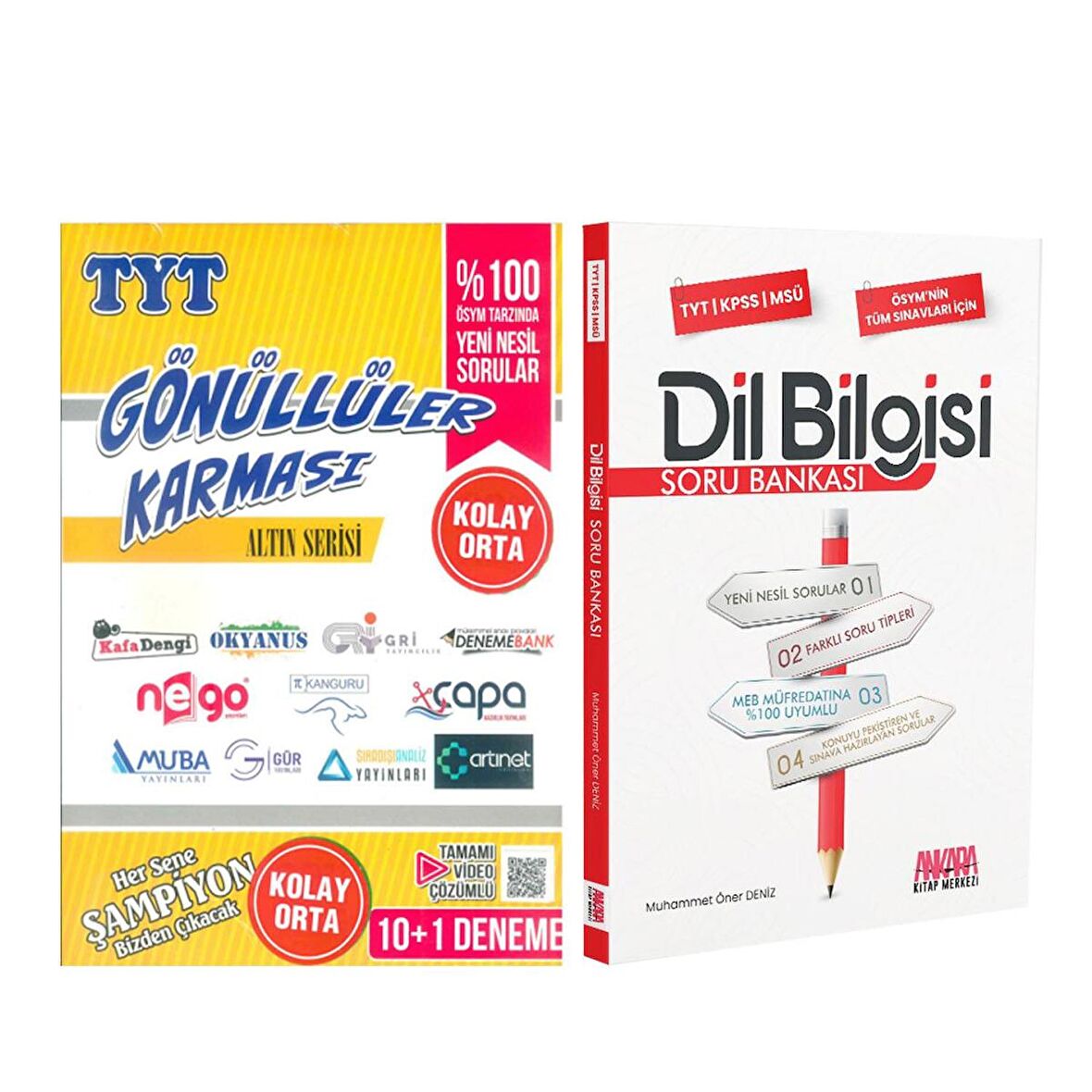 Gönüllüler Karması TYT Altın Deneme ve AKM Dil Bilgisi Soru Bankası Seti 2 Kitap