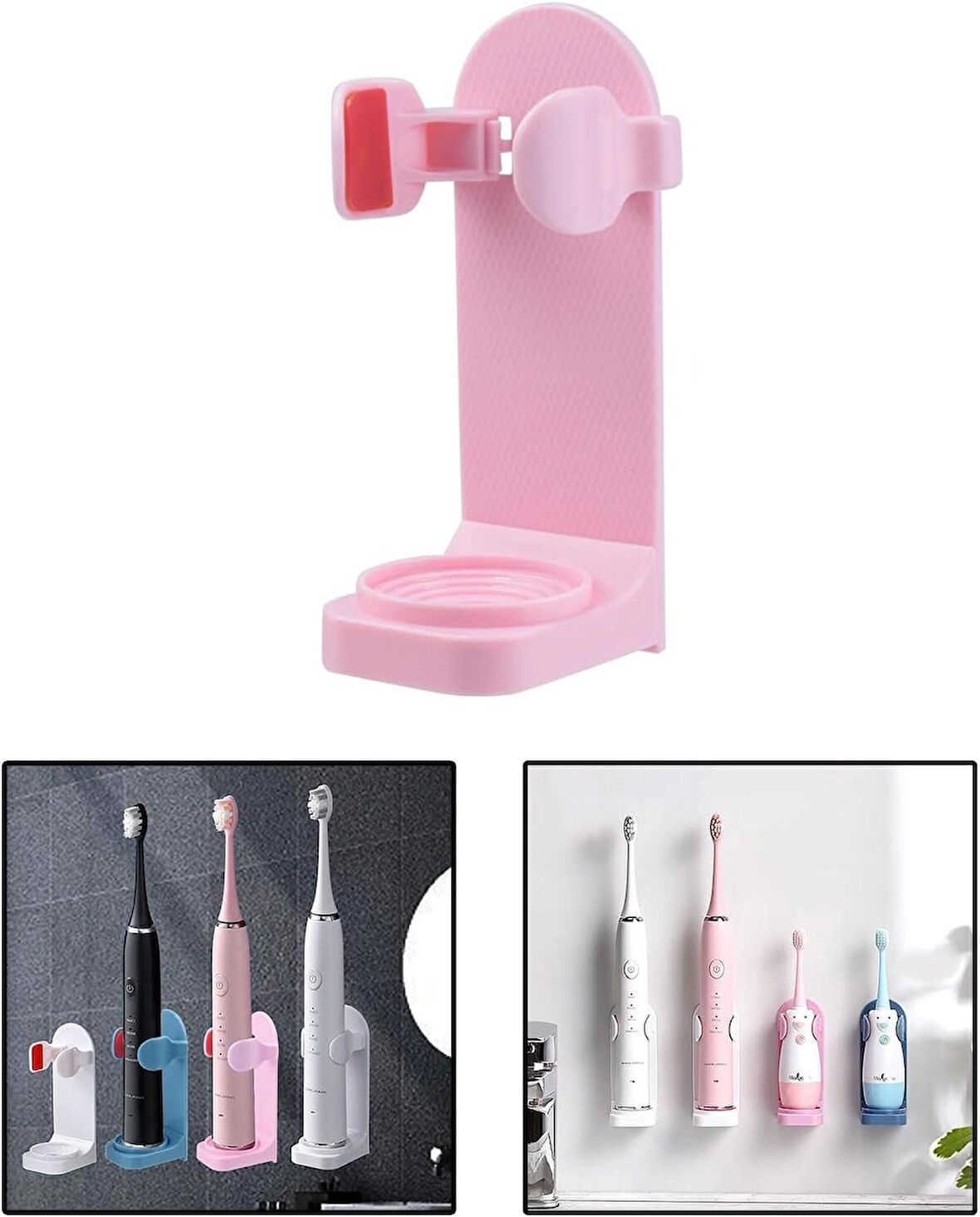 Microcase Yapışkanlı Duvara Monte Şarjlı Diş Fırçası Tutucu Stand - PEMBE AL4802