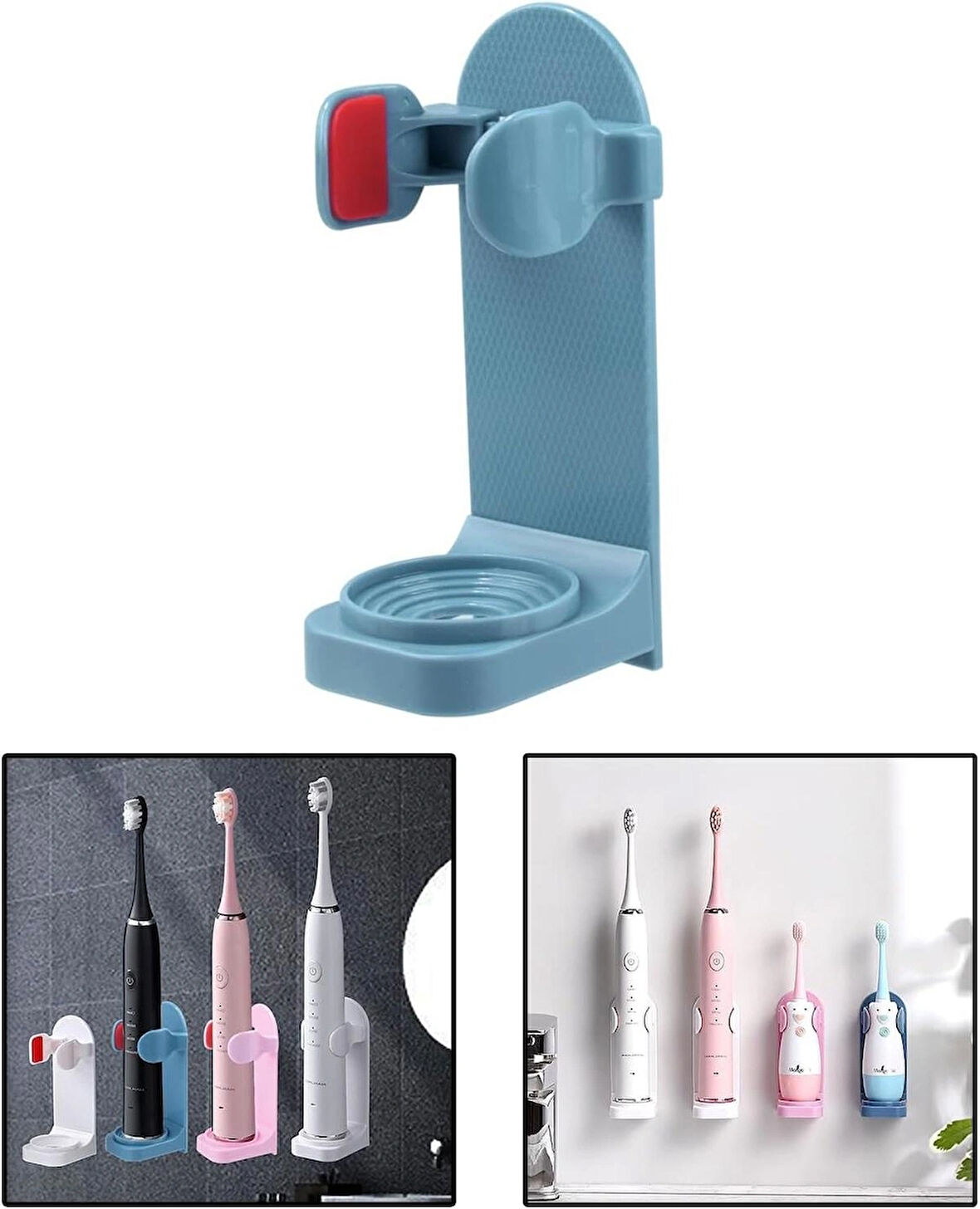 Microcase Yapışkanlı Duvara Monte Şarjlı Diş Fırçası Tutucu Stand - MAVİ AL4802
