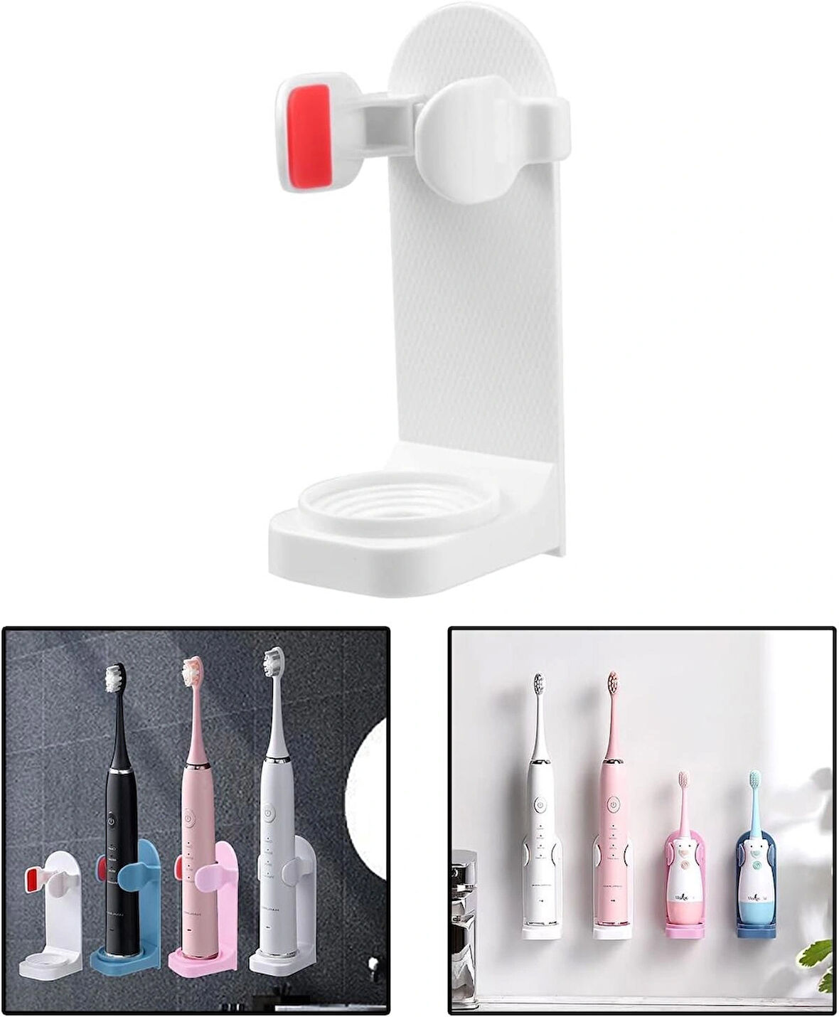 Microcase Yapışkanlı Duvara Monte Şarjlı Diş Fırçası Tutucu Stand - BEYAZ AL4802
