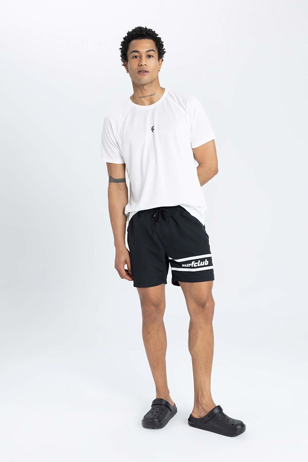 DeFactoFit Sporcu Baskılı Kısa Boy Deniz Şortu B5990AX24HSBK81