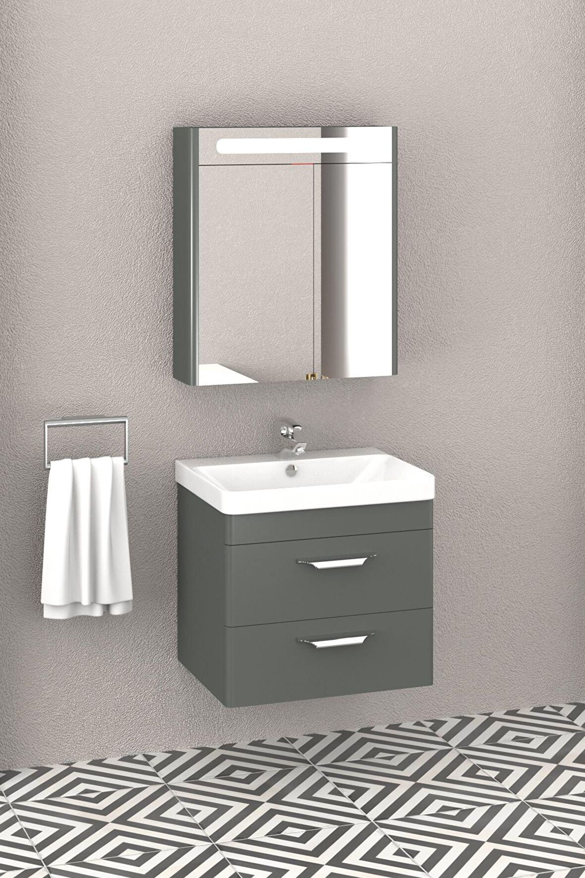 MARİA 60 CM BANYO DOLABI ANTRASİT - BOY DOLAP HARİÇ 