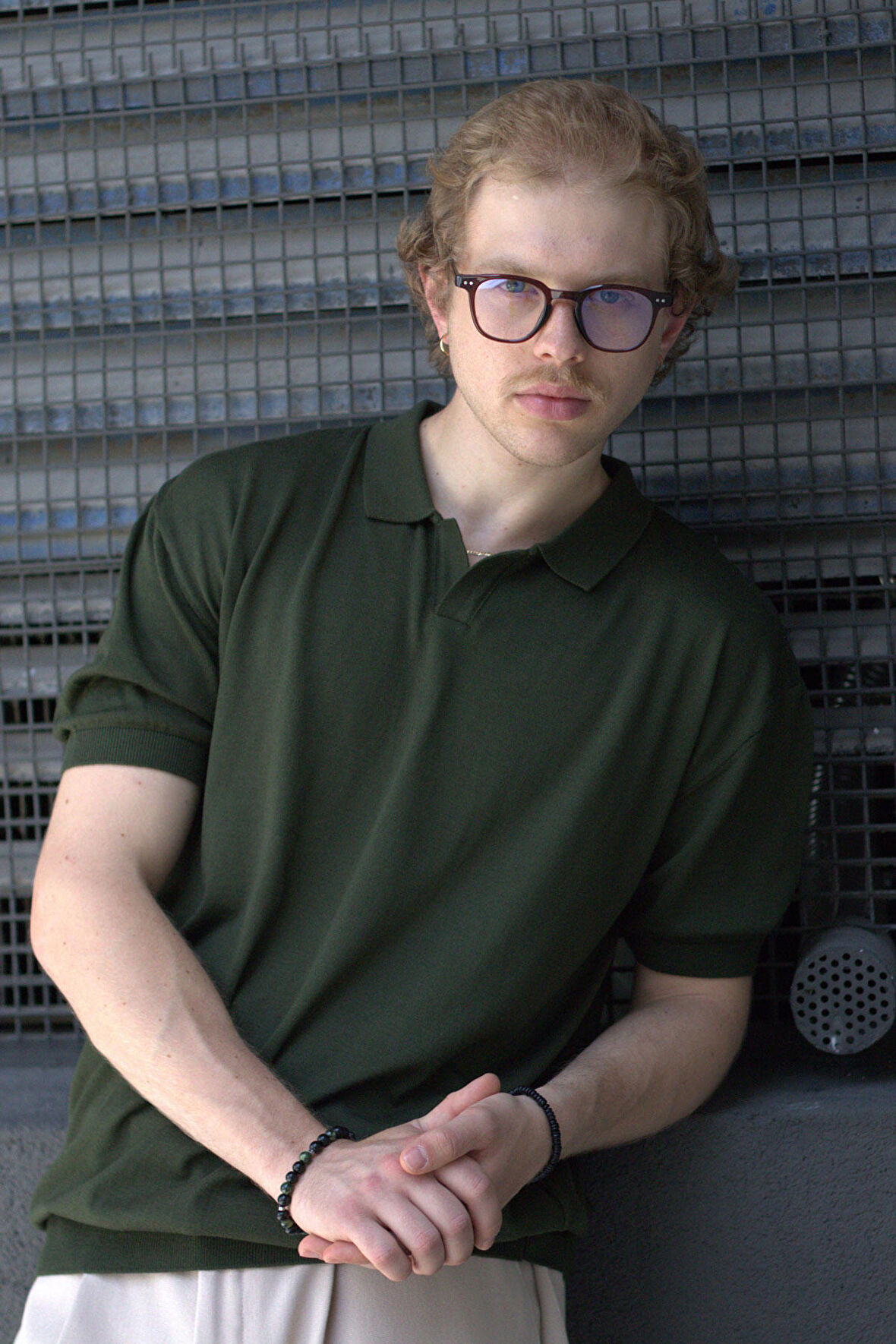 HYMAN Erkek Oversize Polo Yaka Triko T-Shirt