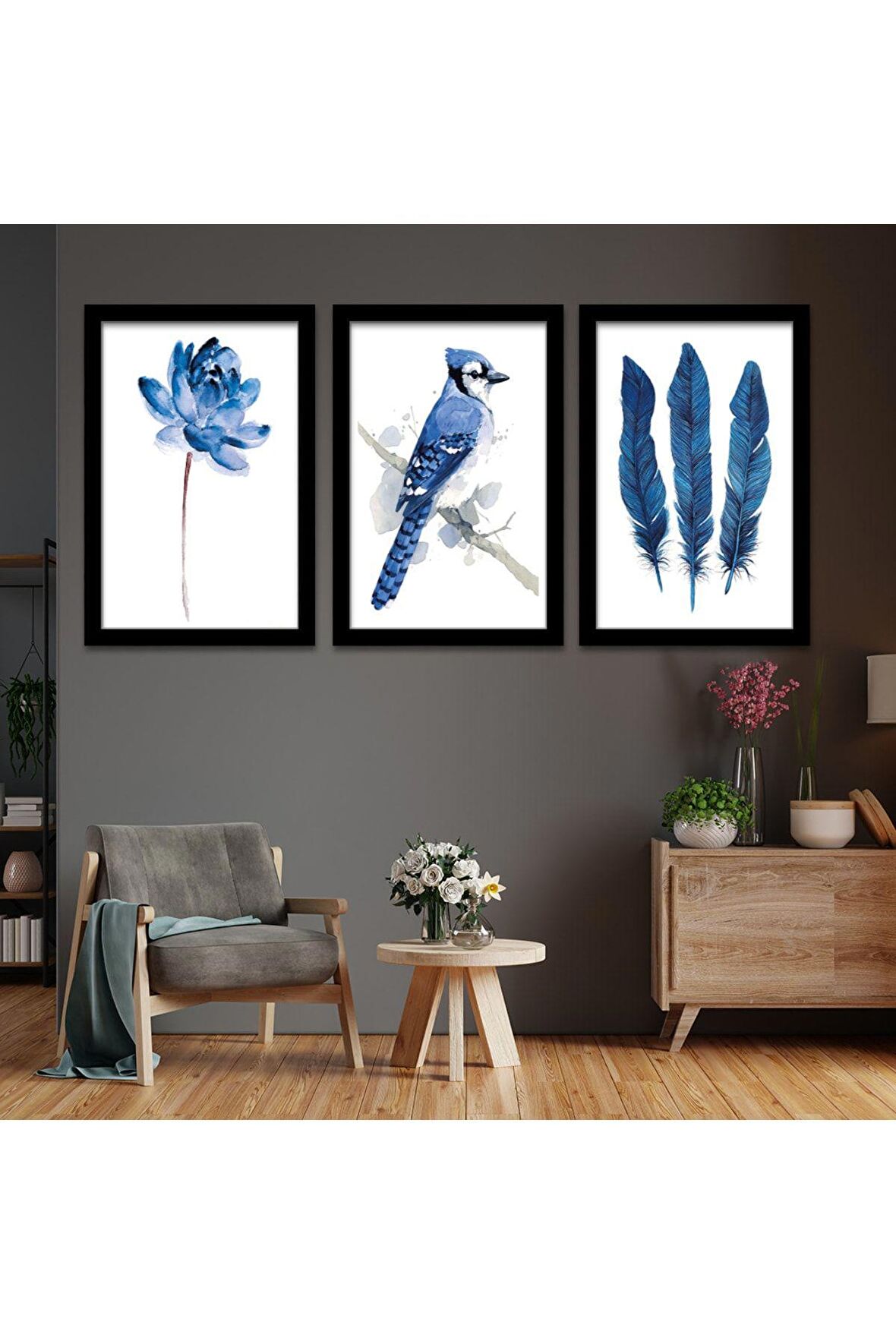 GOLD AYNALI PLEKSİ ÇERÇEVELİ PEMBE ÇİÇEKLER TABLOSU