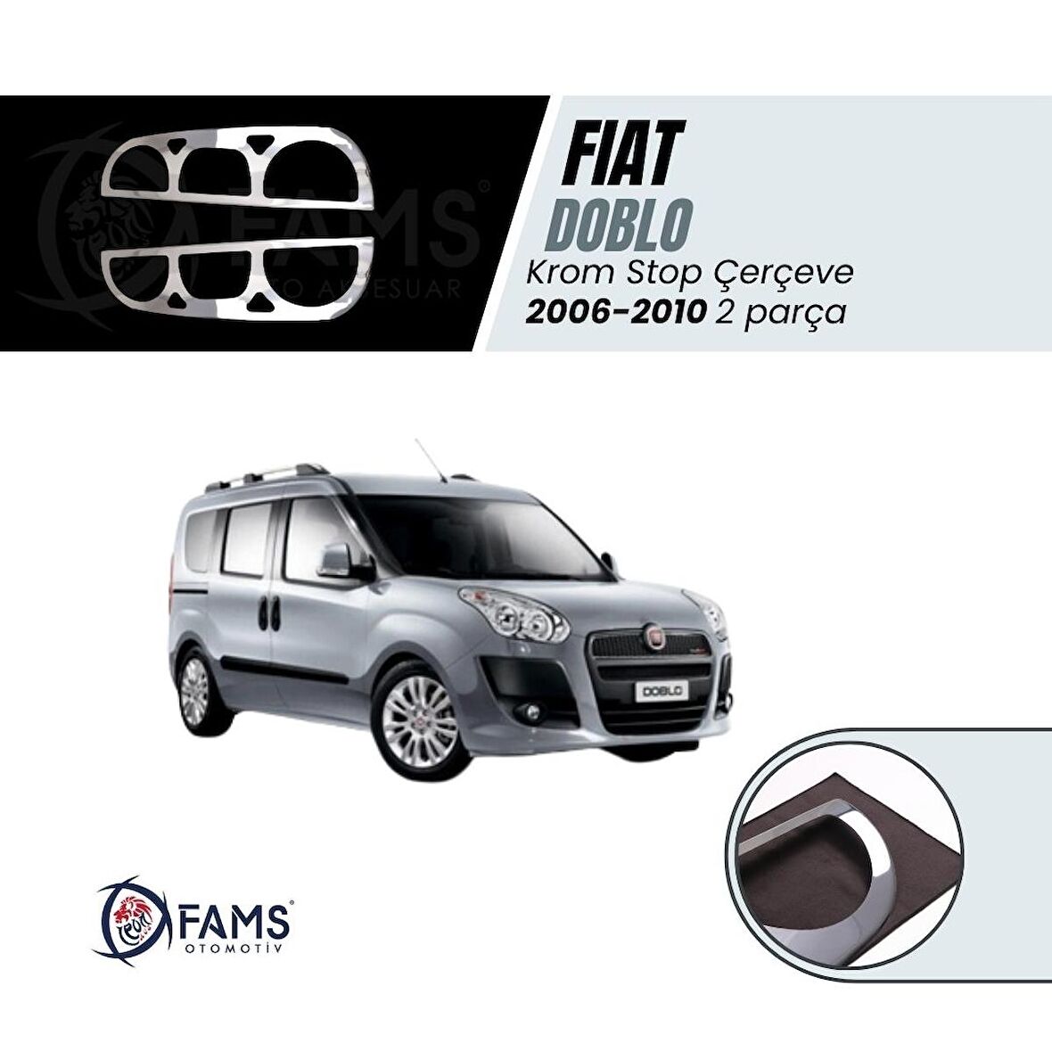 Fiat Doblo Krom Stop Çerçeve 2 Parça 2006-2010 Paslanmaz Çelik