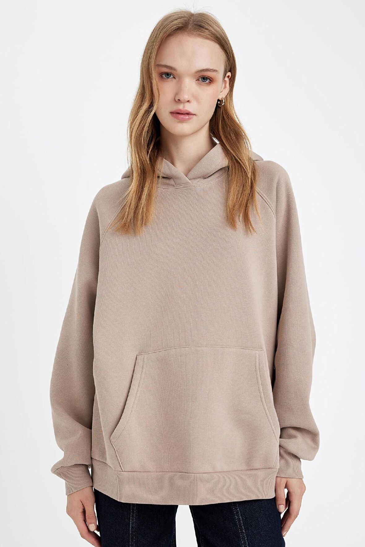 DeFacto Oversize Fit Kapüşonlu Kalın Kumaş Basic Sweatshirt C7805AX24WNBG268