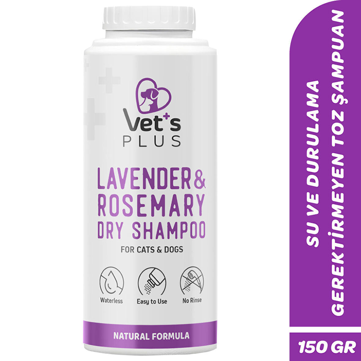 Vet's Plus Kedi ve Köpekler İçin Lavanta ve Biberiye Özlü Toz Şampuan 150gr