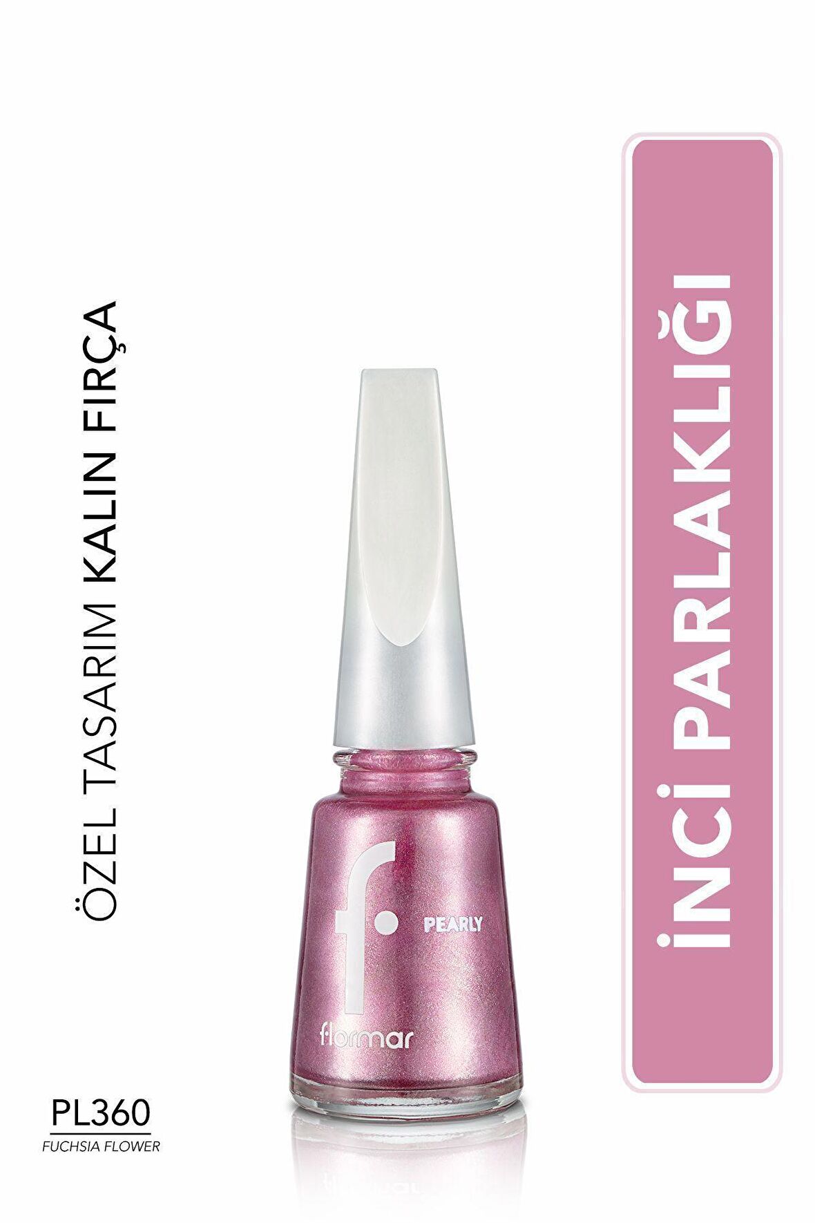 Flormar Sedefli Parlak Oje (MOR) - Pearly Nail Enamel - Pl360 Fuchsia Flower - 8682536035460