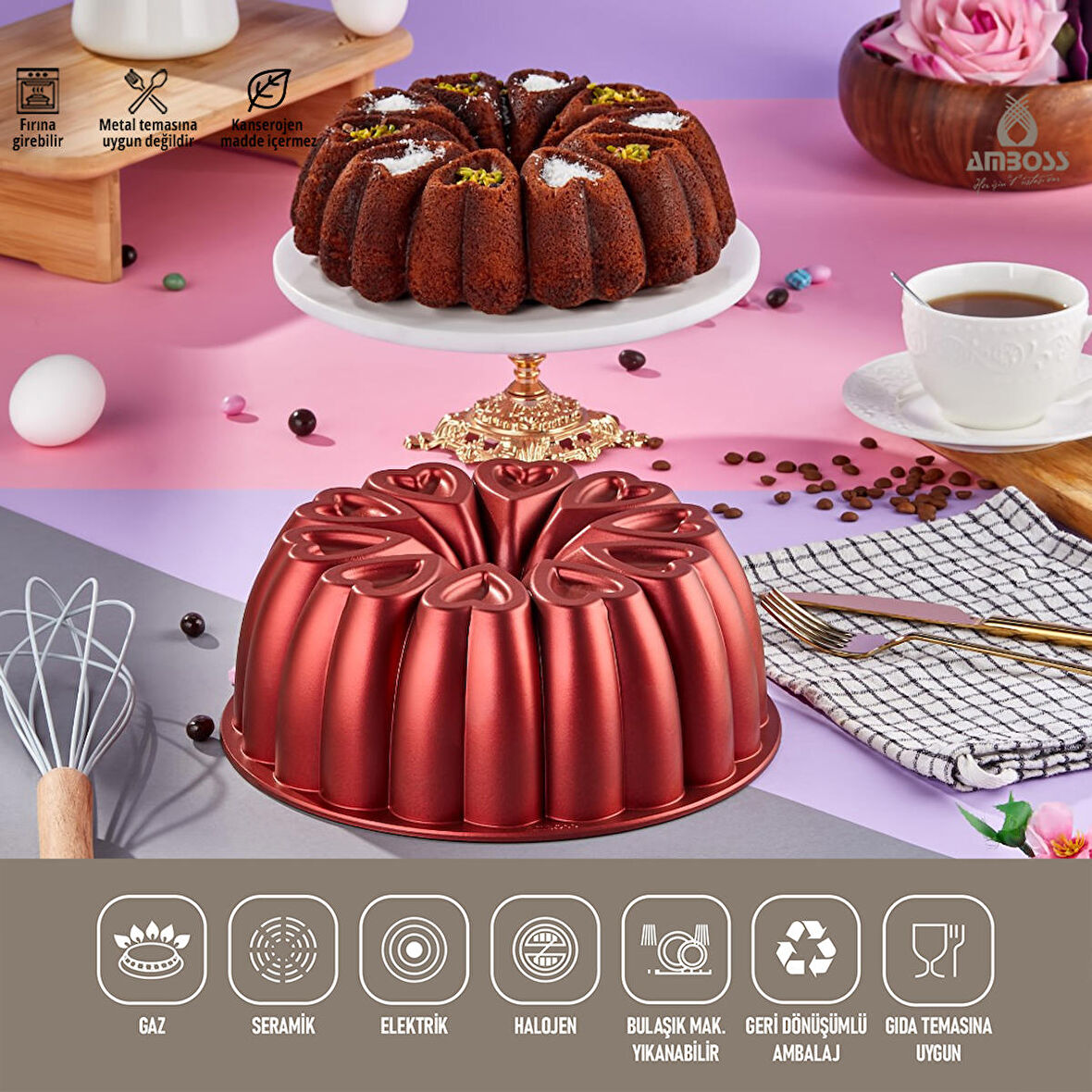 AMETIST AMETİST KEK KALIBI KIRMIZI