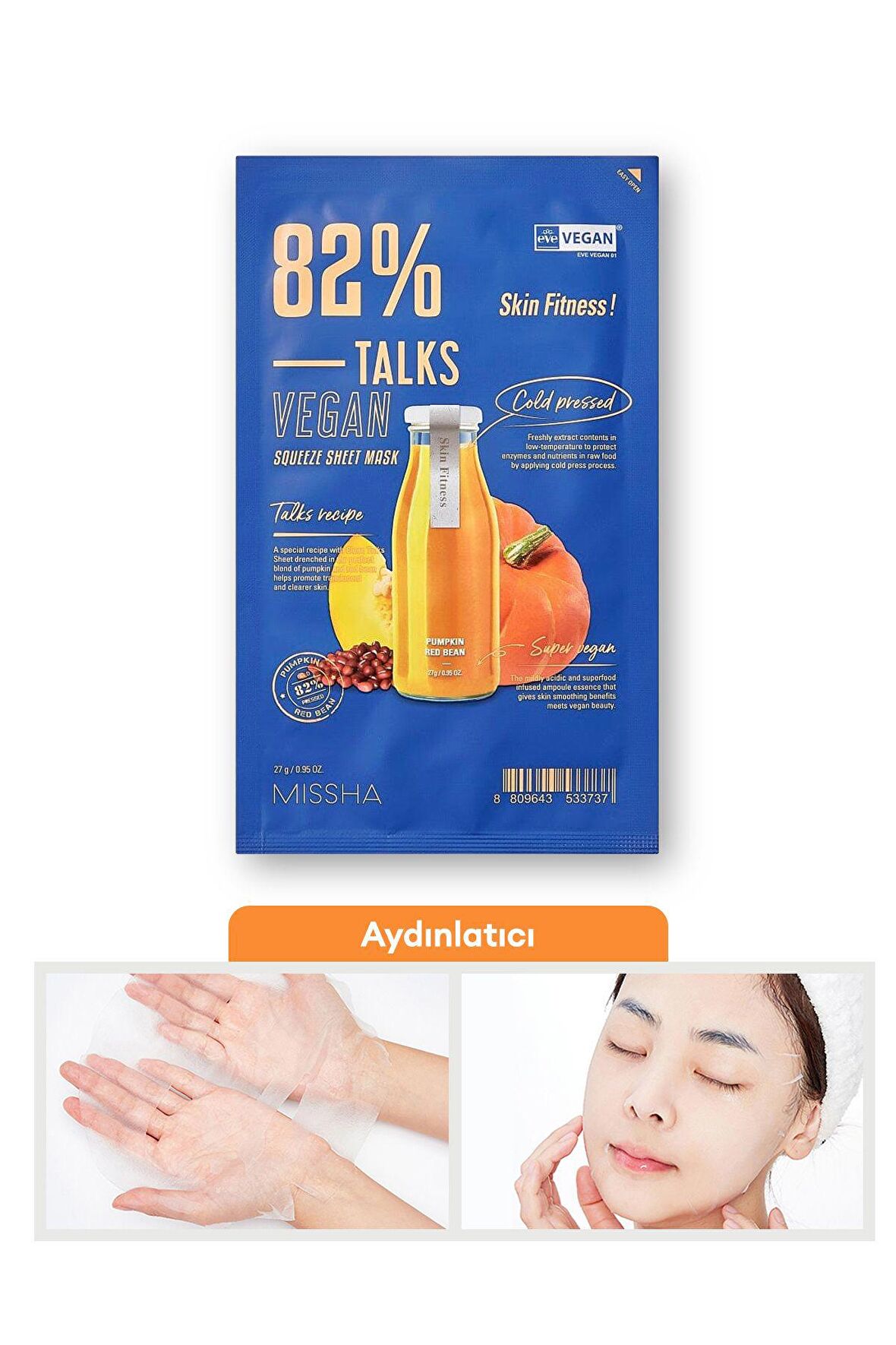 Sağlıklı Bir Görünüm Sunan Vegan Yaprak Maske Talks Vegan Squeeze Sheet Mask (Skin Fitness)