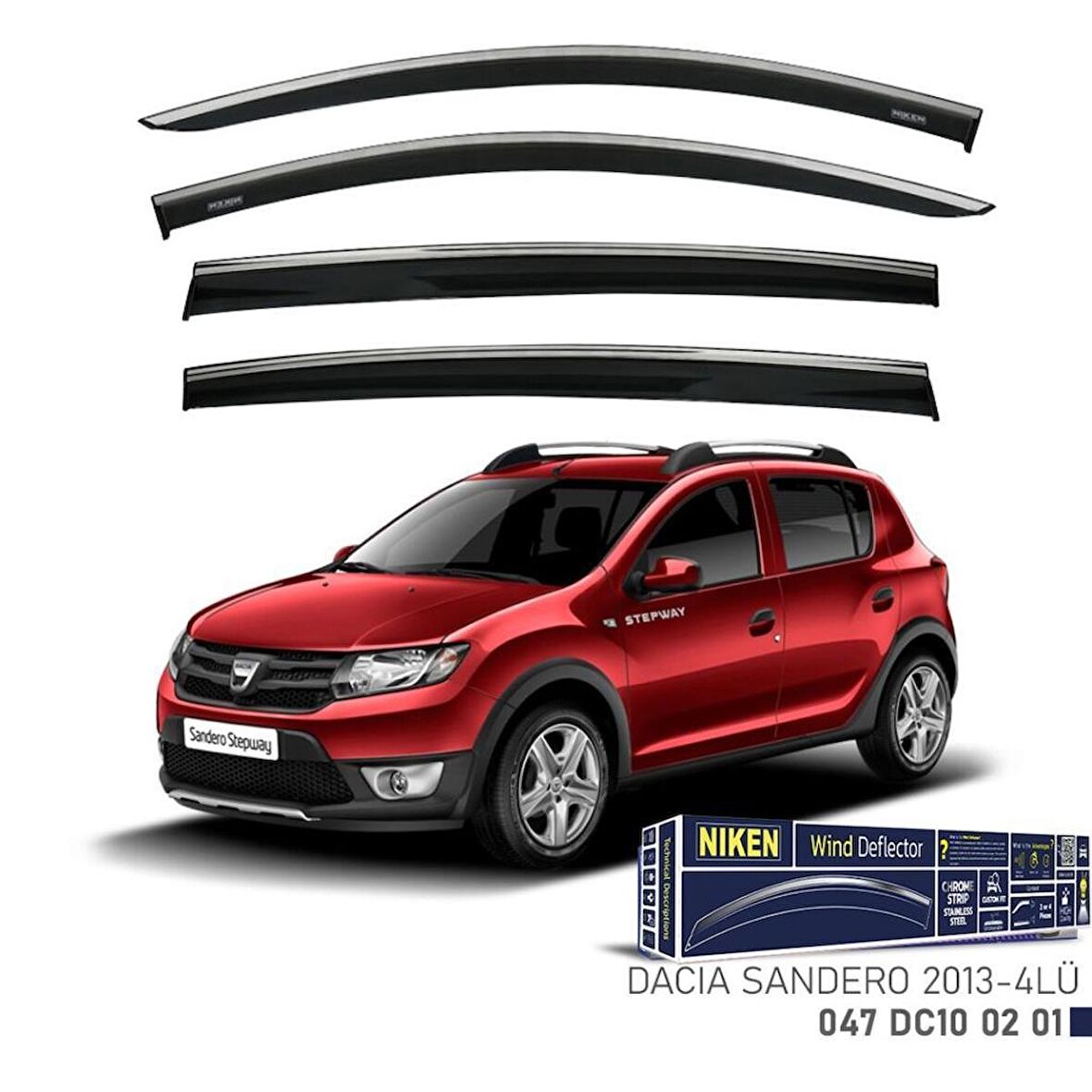 Dacia Sandero Niken Kromlu Cam Rüzgarlığı 4lü Set 2013 2020