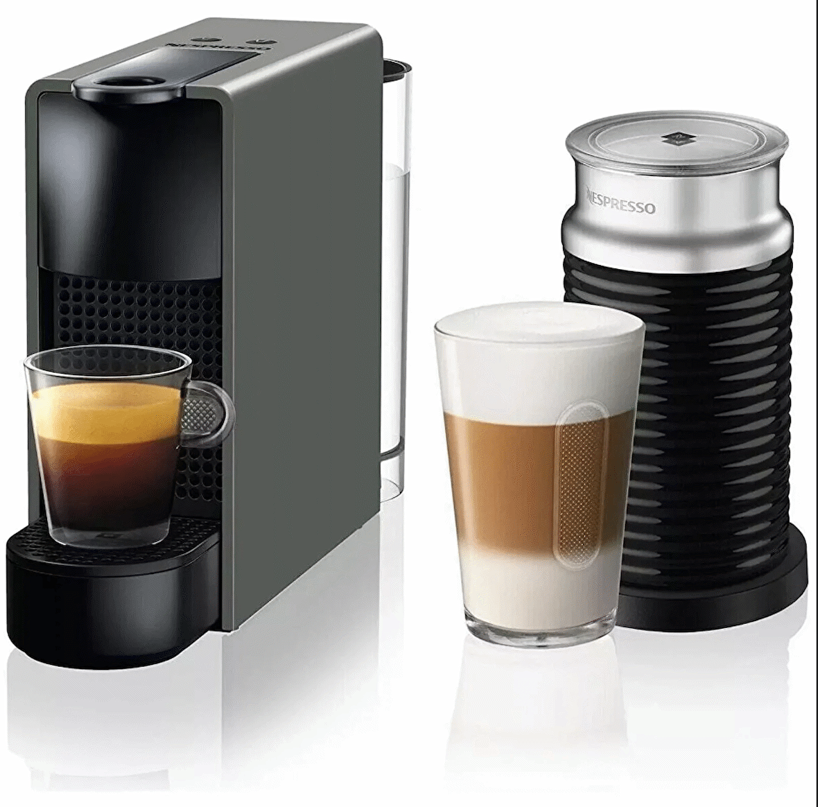 Nespresso C35 Essenza Mini Kapsüllü Kahve Makinesi ve Süt Köpürtücü Aksesuar Gri