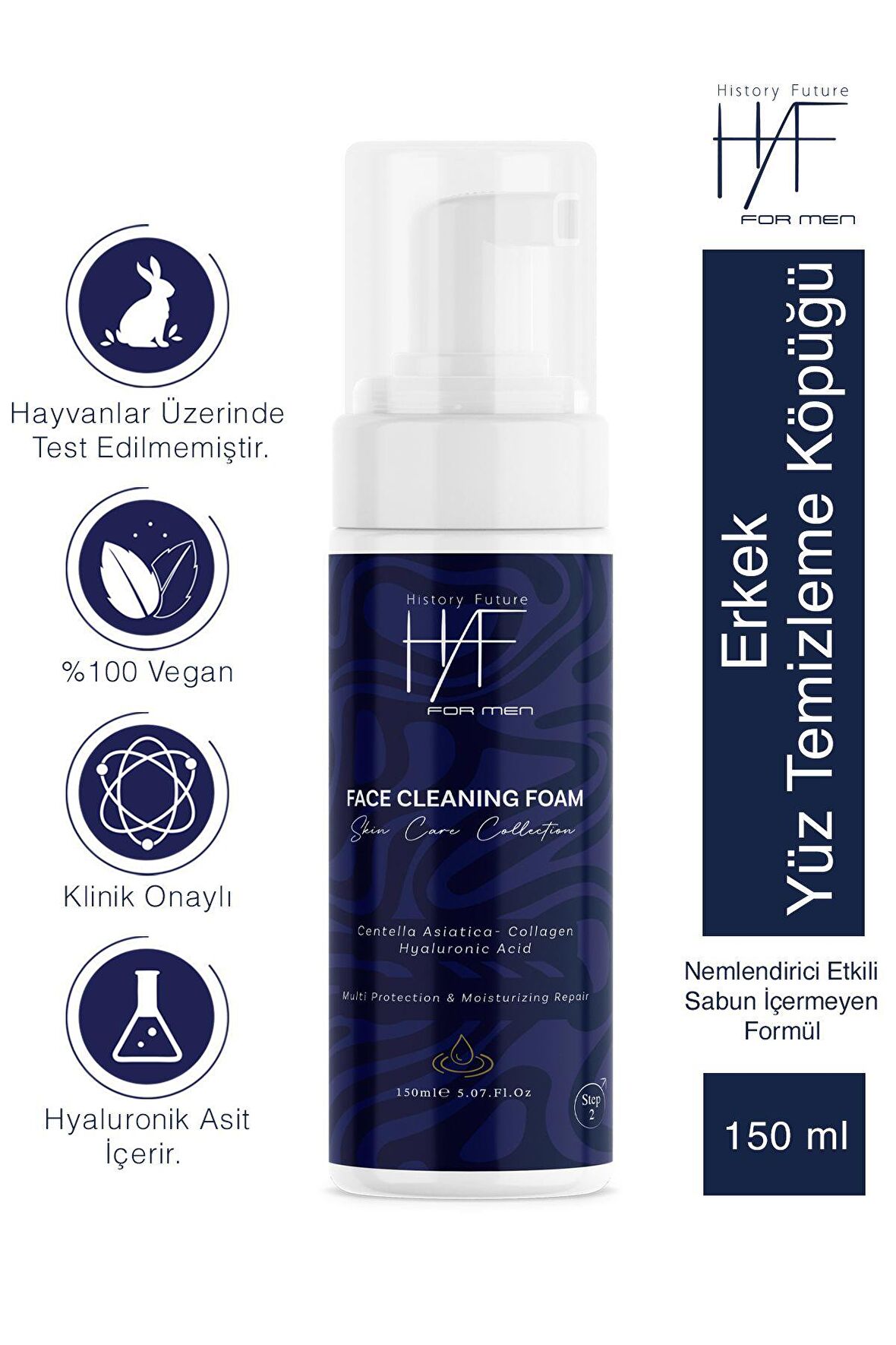 Erkek Yüz Temizleme Köpüğü Derinlemesine Temizlik Nemlendirici Etki Sabun Içermeyen Formül 150 ml