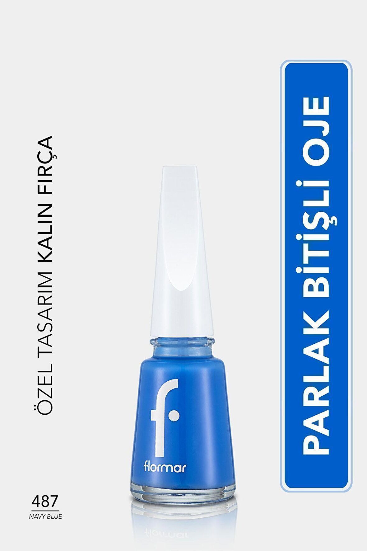 Flormar Klasik Parlak Bitişli Yüksek Pigmentli Oje - Nail Enamel- 487 Navy Blue New- 8682536036269