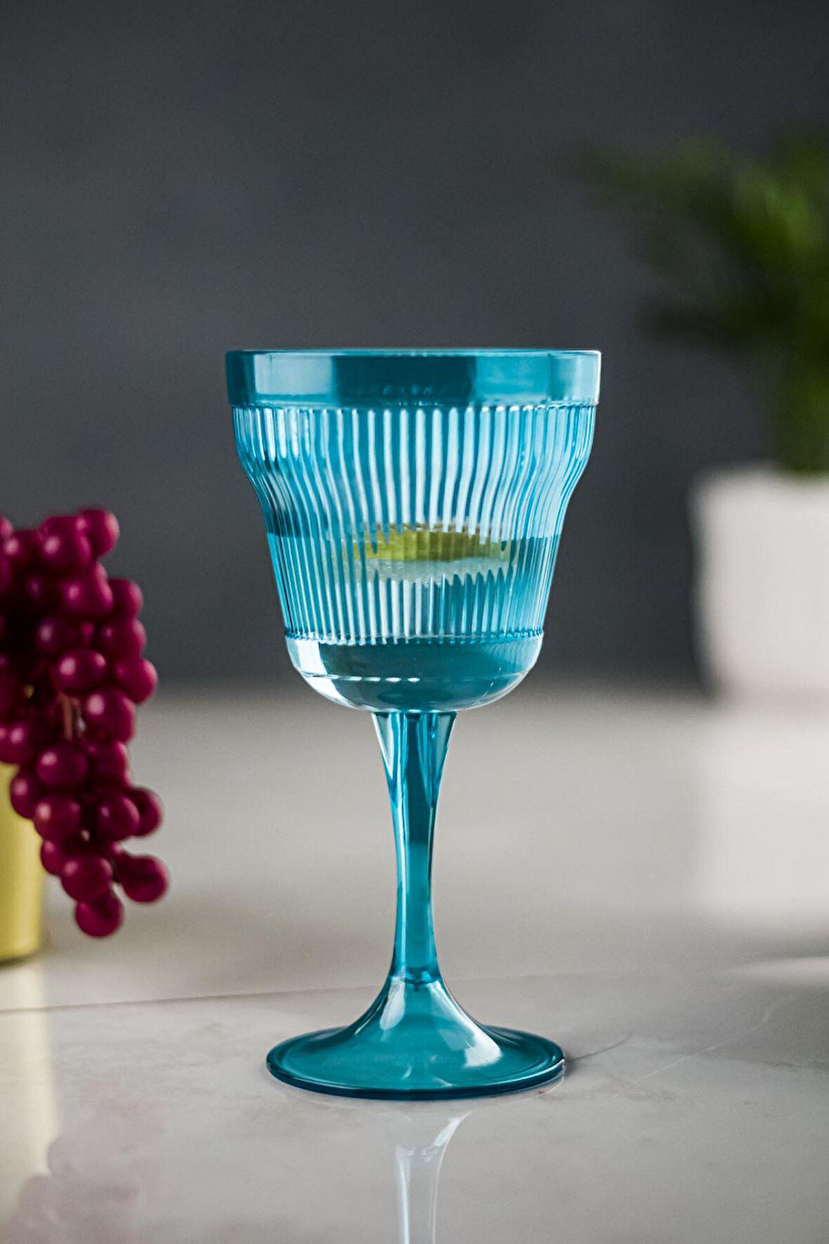 Akrilik Aquamarin 6'lı Kadeh & Su Meşrubat Kahve Yanı Bardağı 300 ml ( Cam Değildir )