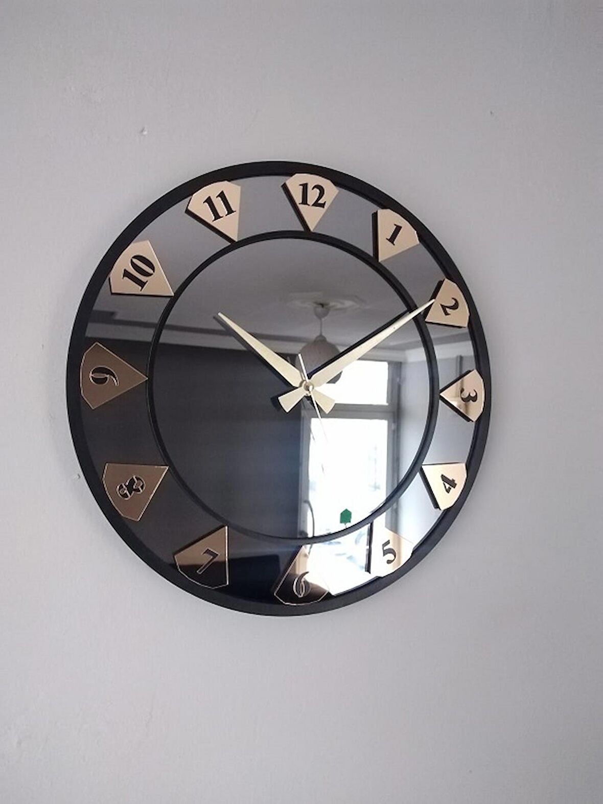 GERÇEK AYNALI DEKORATİF DUVAR SAATİ 50 CM