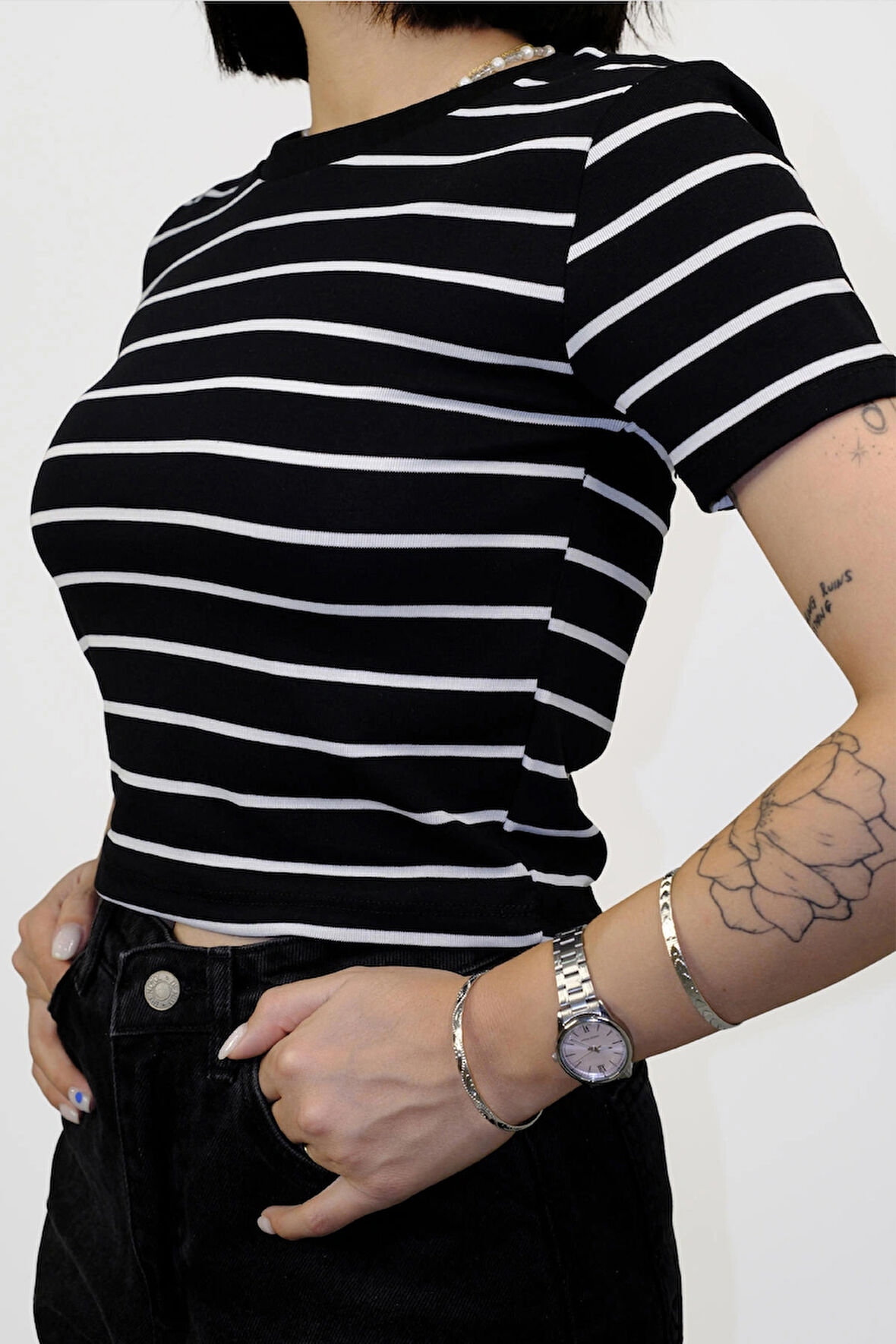 Kadın Basic Çizgili Tişört