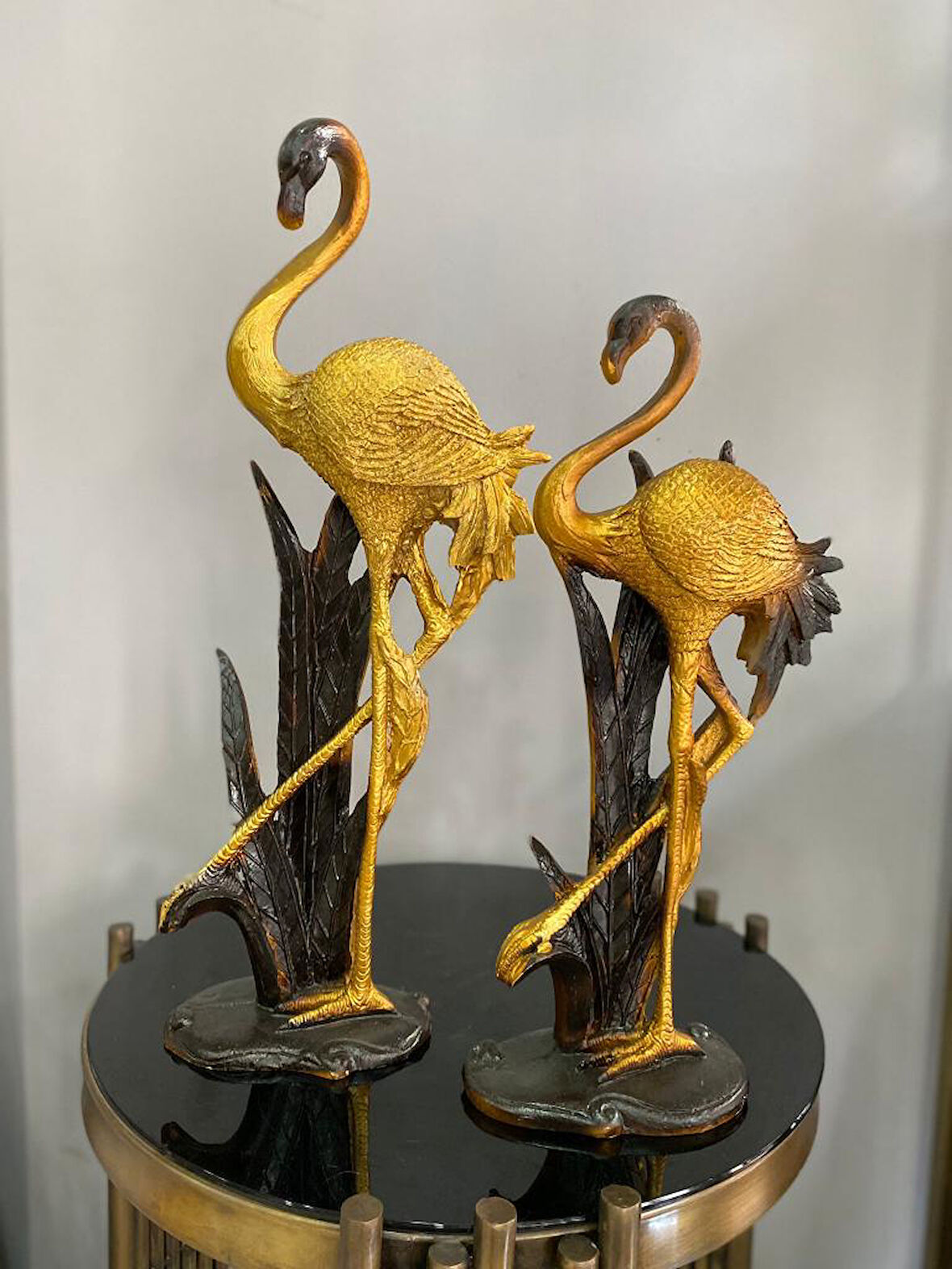 Flamingo Biblo 2 li Dekoratif Yapraklı Heykel Obje 