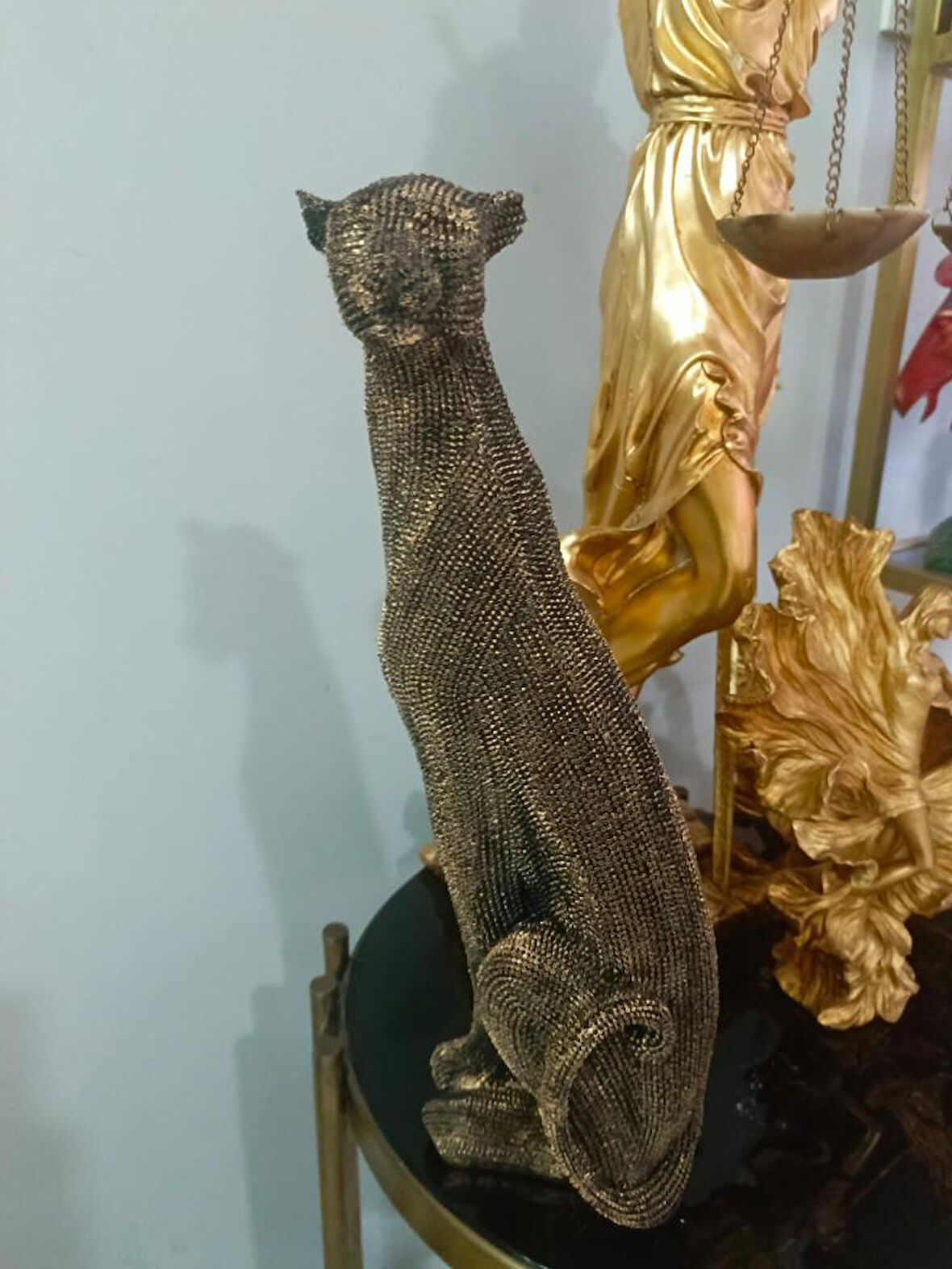 Dekoratif Çita Lopar Kaplan Biblo Heykel