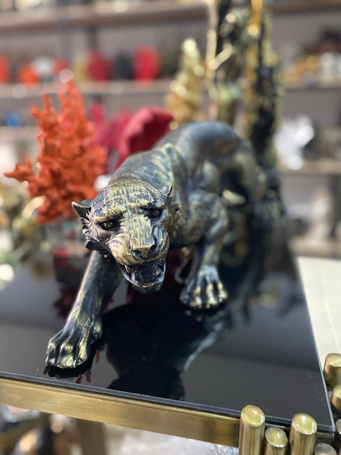 Dekotatif Kaplan Leopar Çita Panter Biblo Heykel 