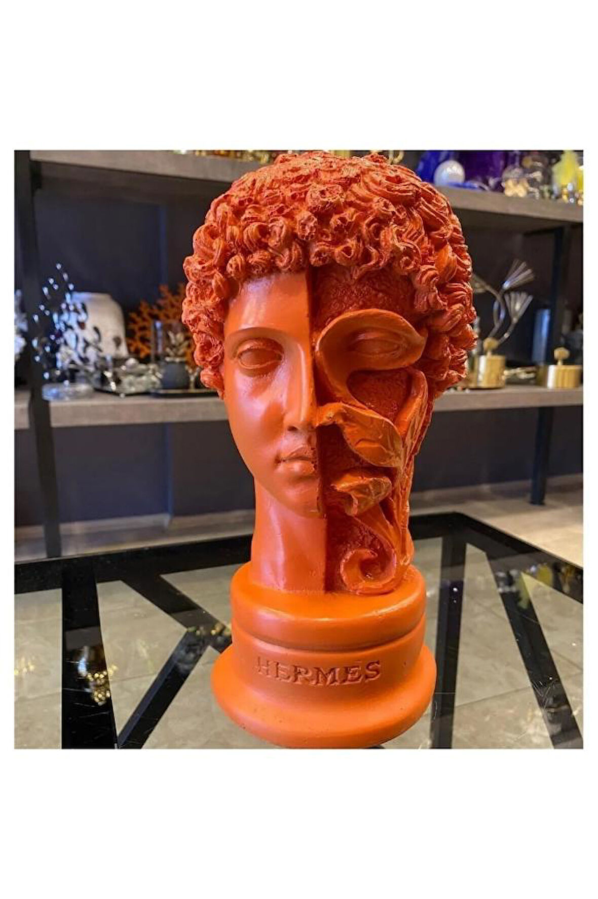 Dekoratif Çiçekli Hermes Heykel Biblo 