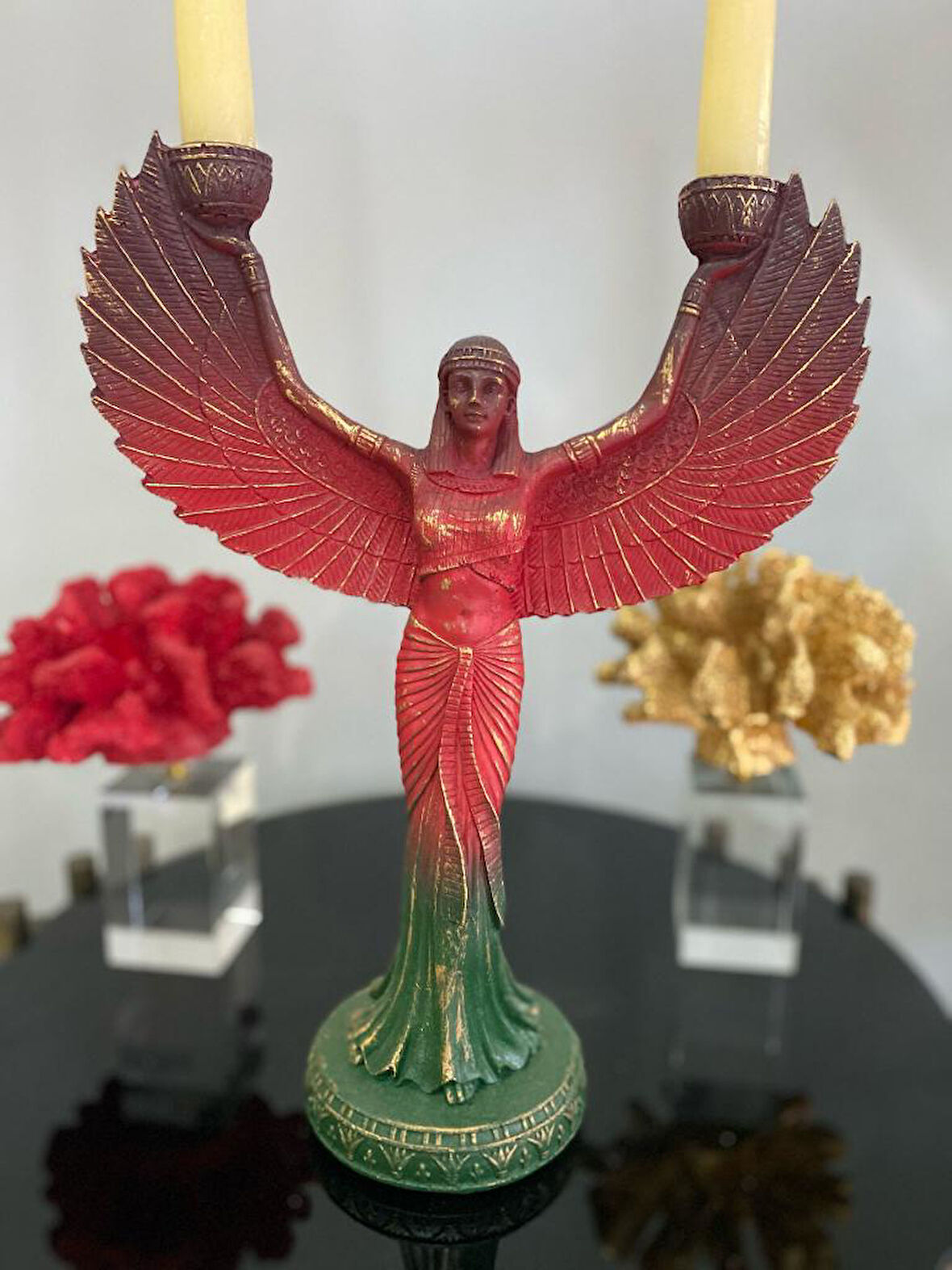 İsis melek kanadı şamdan biblo