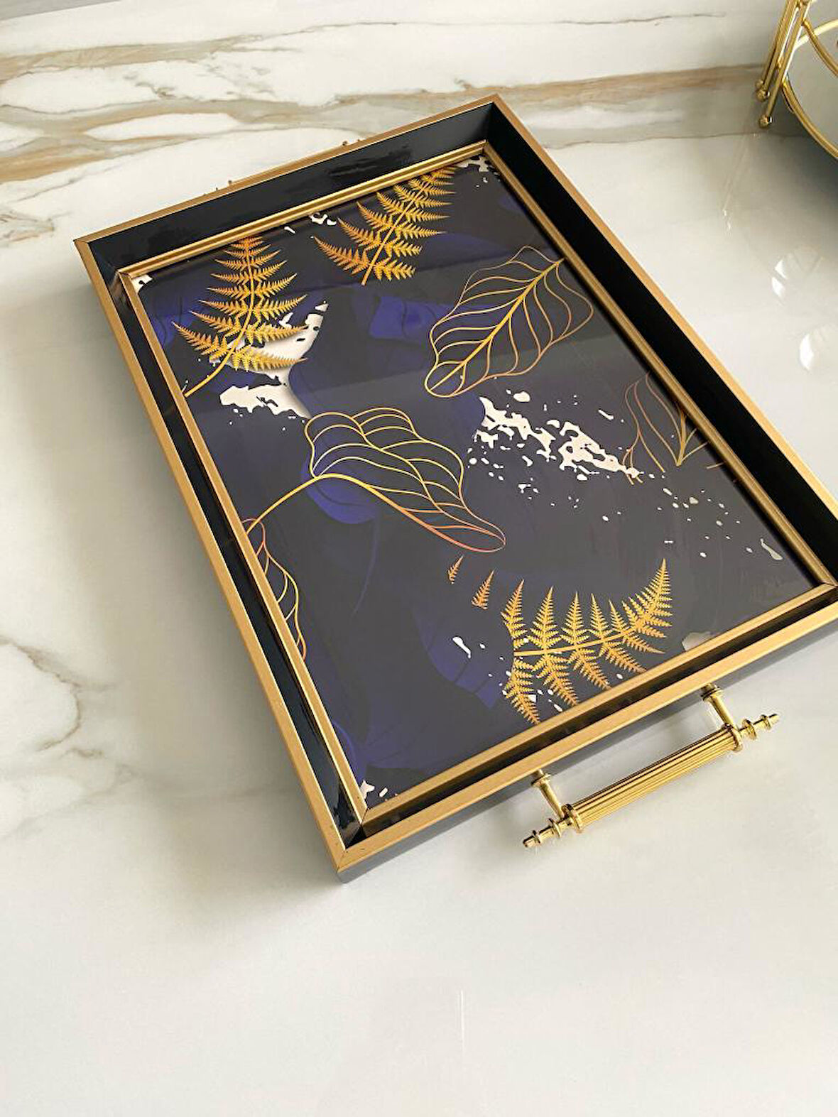 Desenli Çay Tepsisi ,lüx Çay Tepsisi,sunum Tepsisi Palmiye