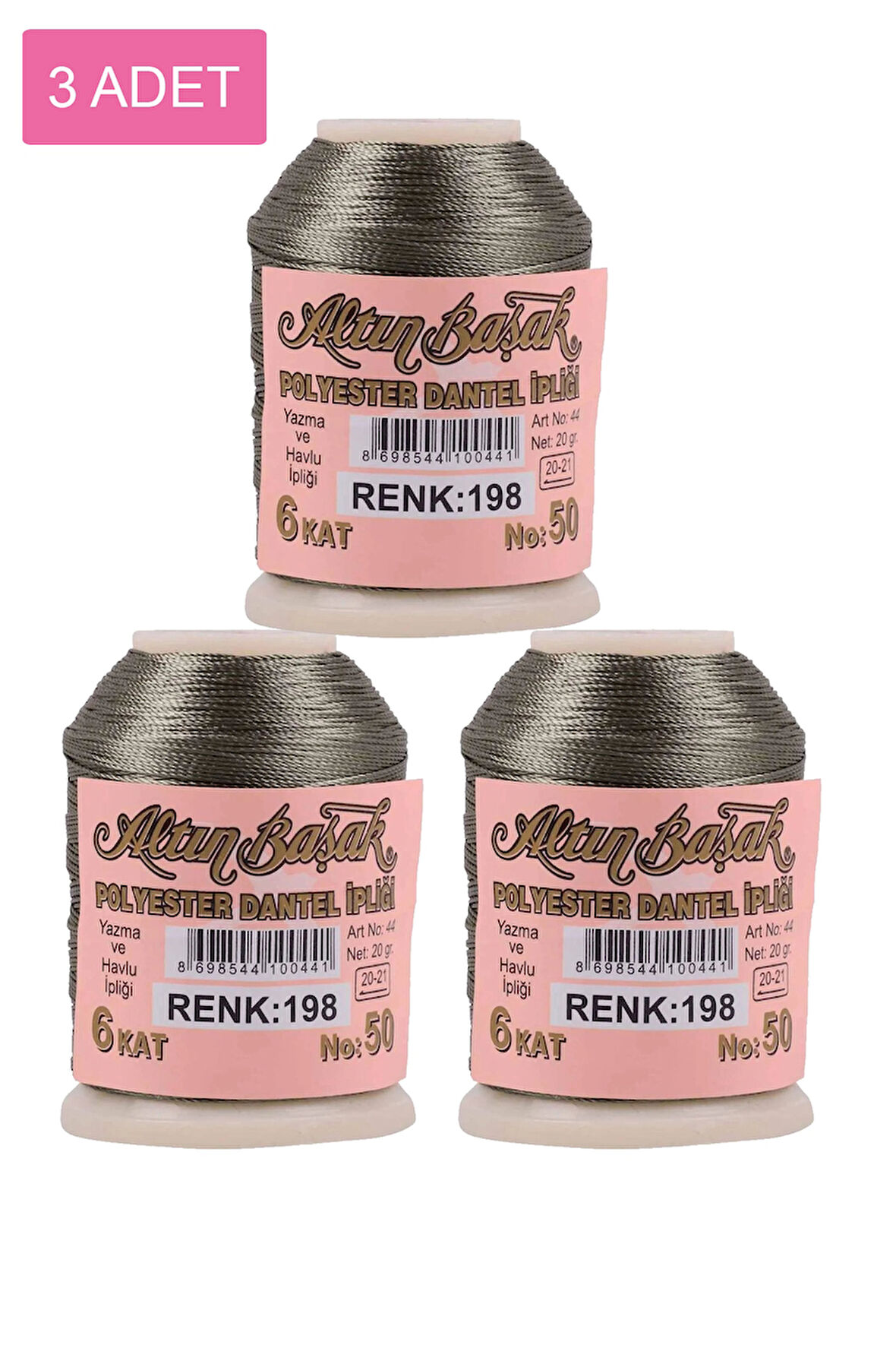 3 Adet Altınbaşak Oya ve Dantel İpi 20 gr - No: 198