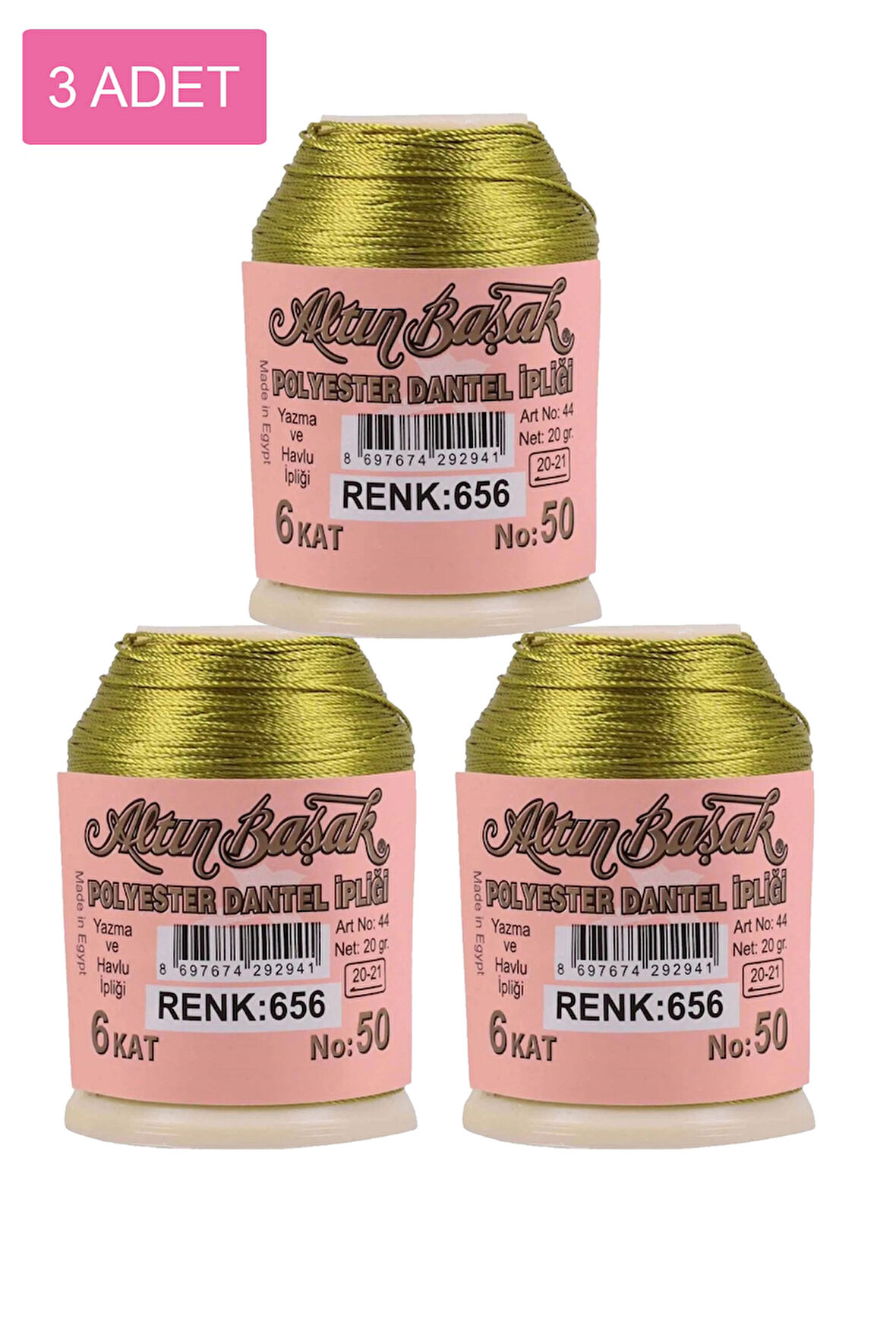 3 Adet Altınbaşak Oya ve Dantel İpi 20 gr - No: 656