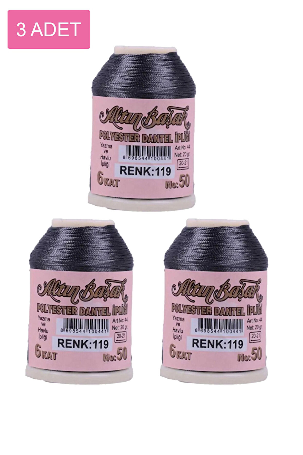 3 Adet Altınbaşak Oya ve Dantel İpi 20 gr - No: 119