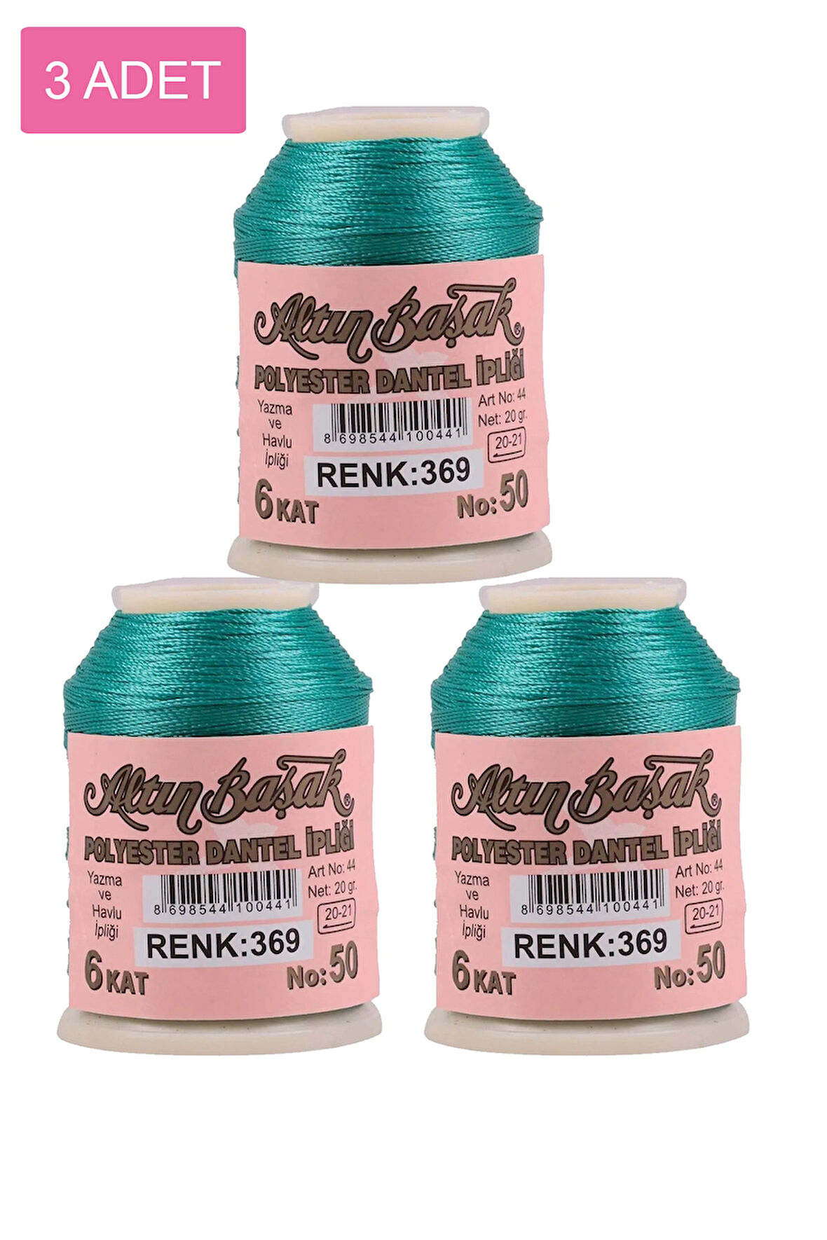 3 Adet Altınbaşak Oya ve Dantel İpi 20 gr - No: 369
