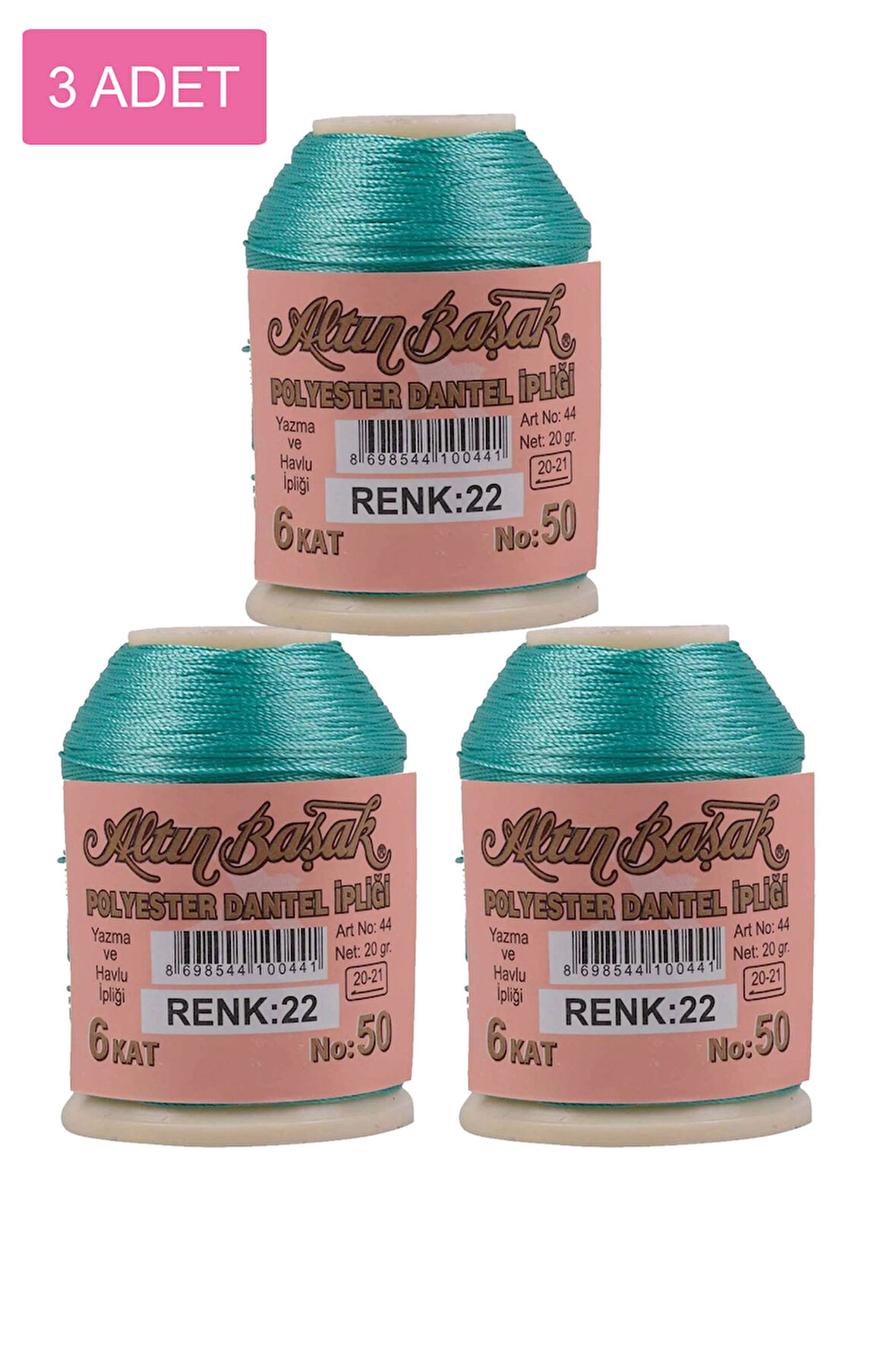 3 Adet Altınbaşak Oya ve Dantel İpi 20 gr - No: 022