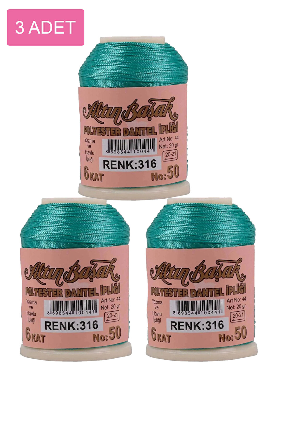 3 Adet Altınbaşak Oya ve Dantel İpi 20 gr - No: 316