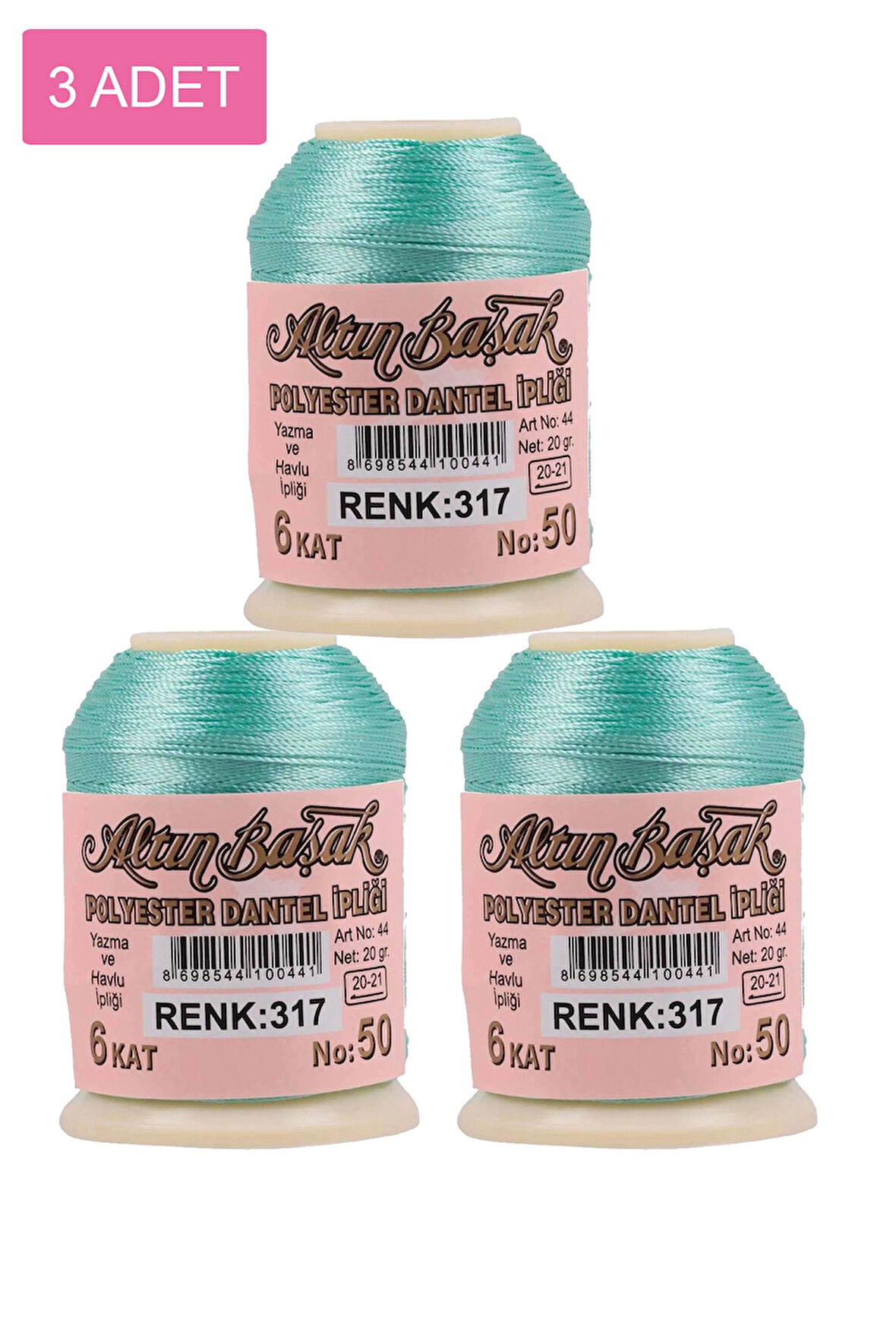 3 Adet Altınbaşak Oya ve Dantel İpi 20 gr - No: 317