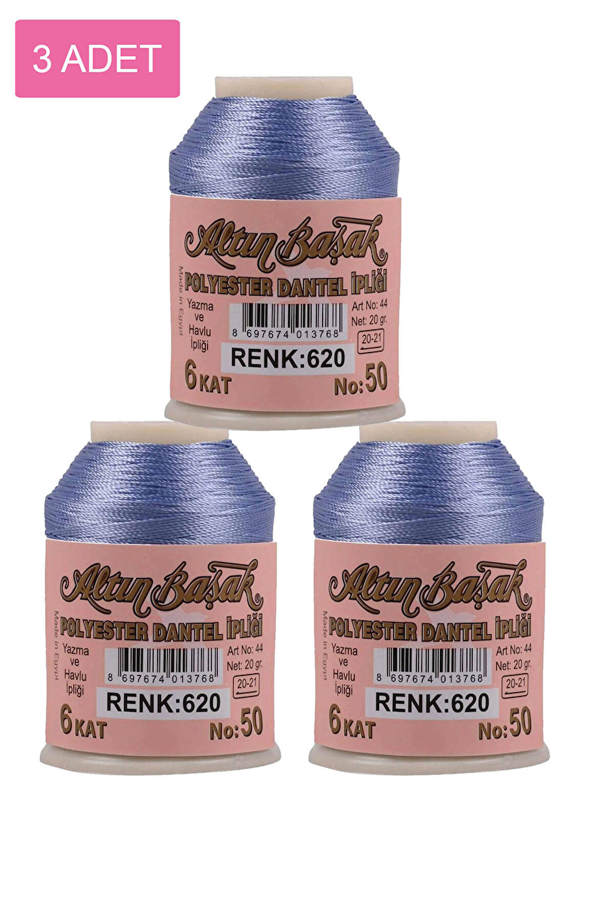 3 Adet Altınbaşak Oya ve Dantel İpi 20 gr - No: 620