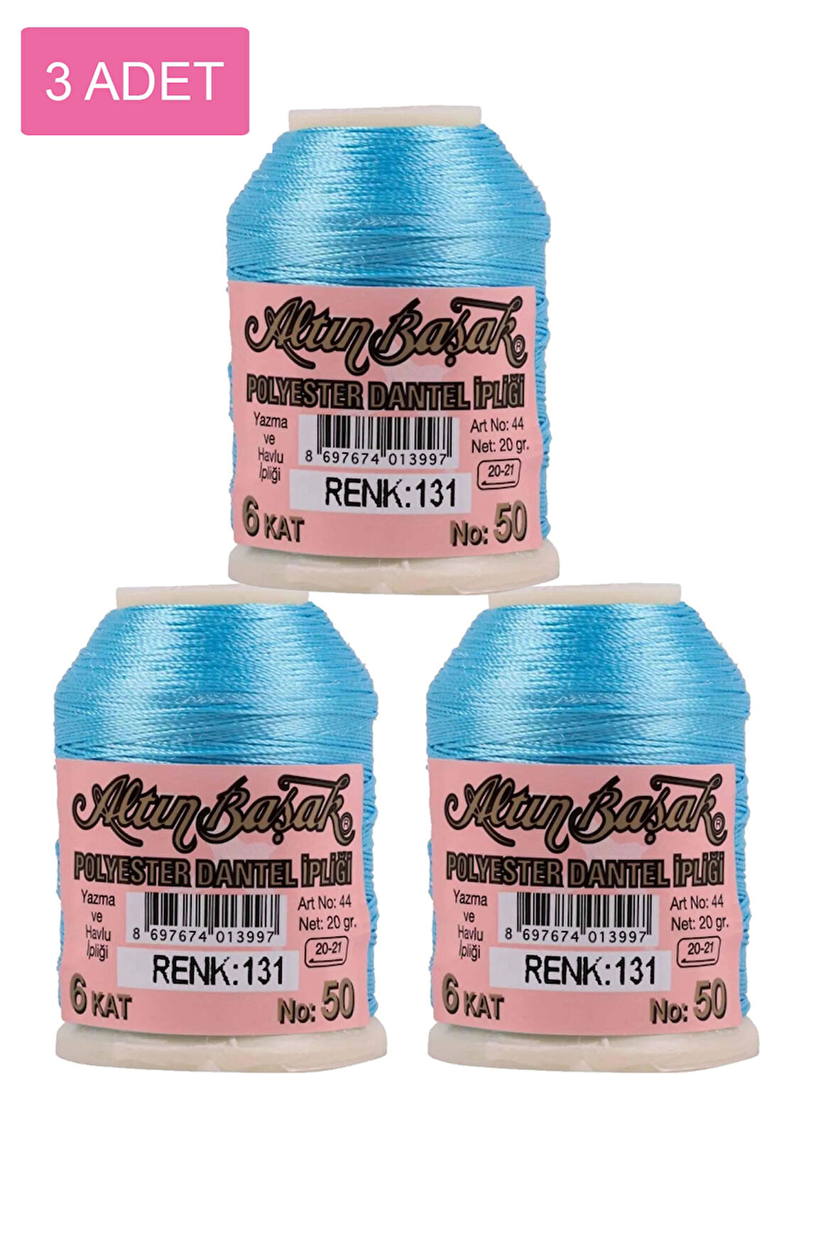 3 Adet Altınbaşak Oya ve Dantel İpi 20 gr - No: 131