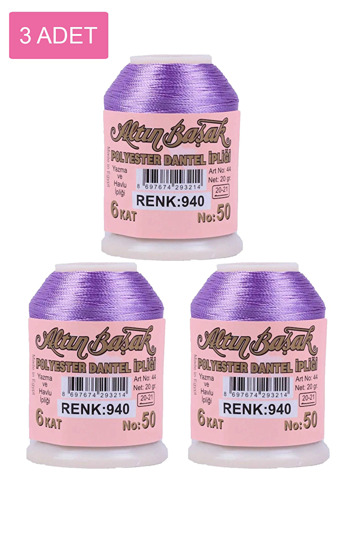 3 Adet Altınbaşak Oya ve Dantel İpi 20 gr - No: 940