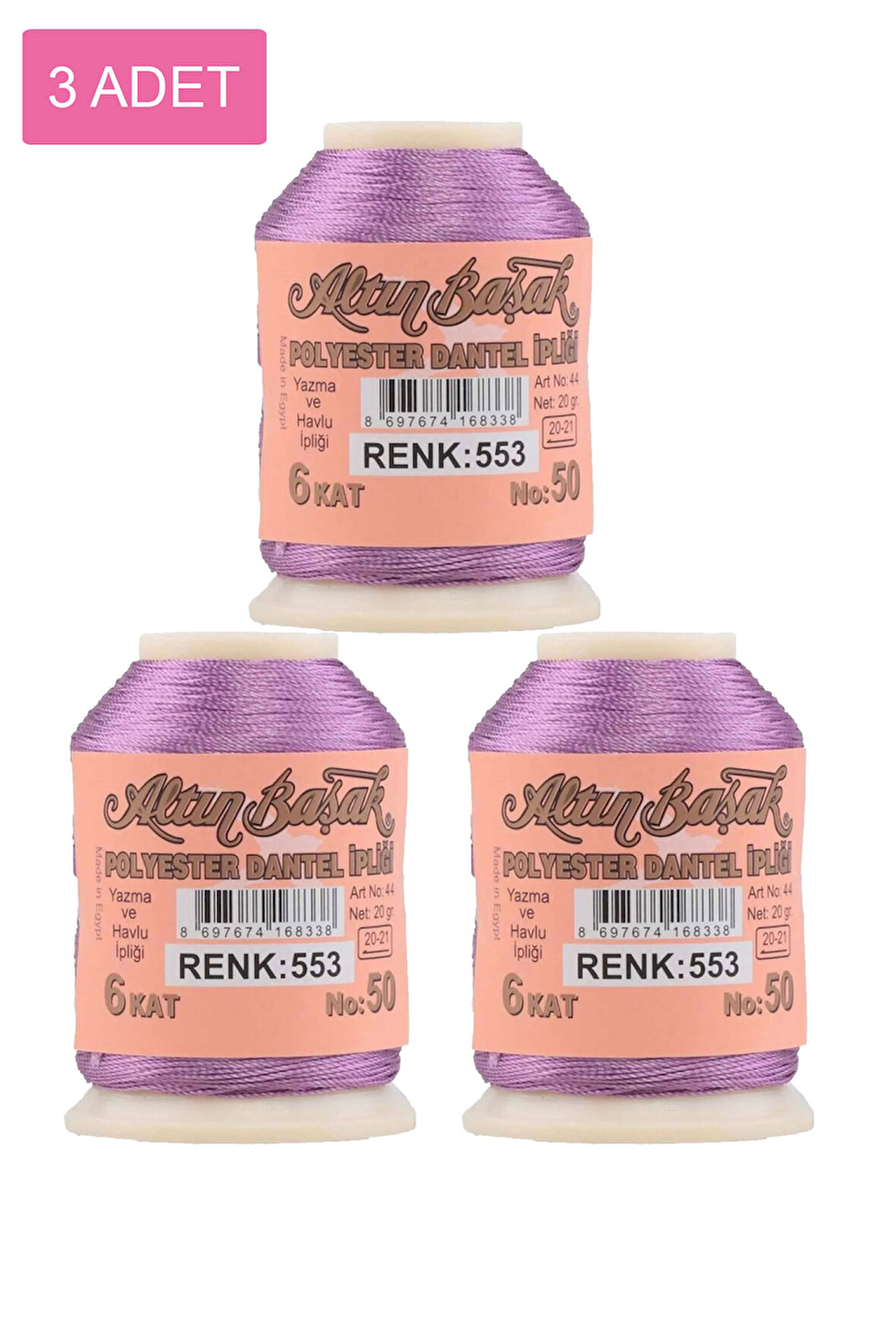 3 Adet Altınbaşak Oya ve Dantel İpi 20 gr - No: 553